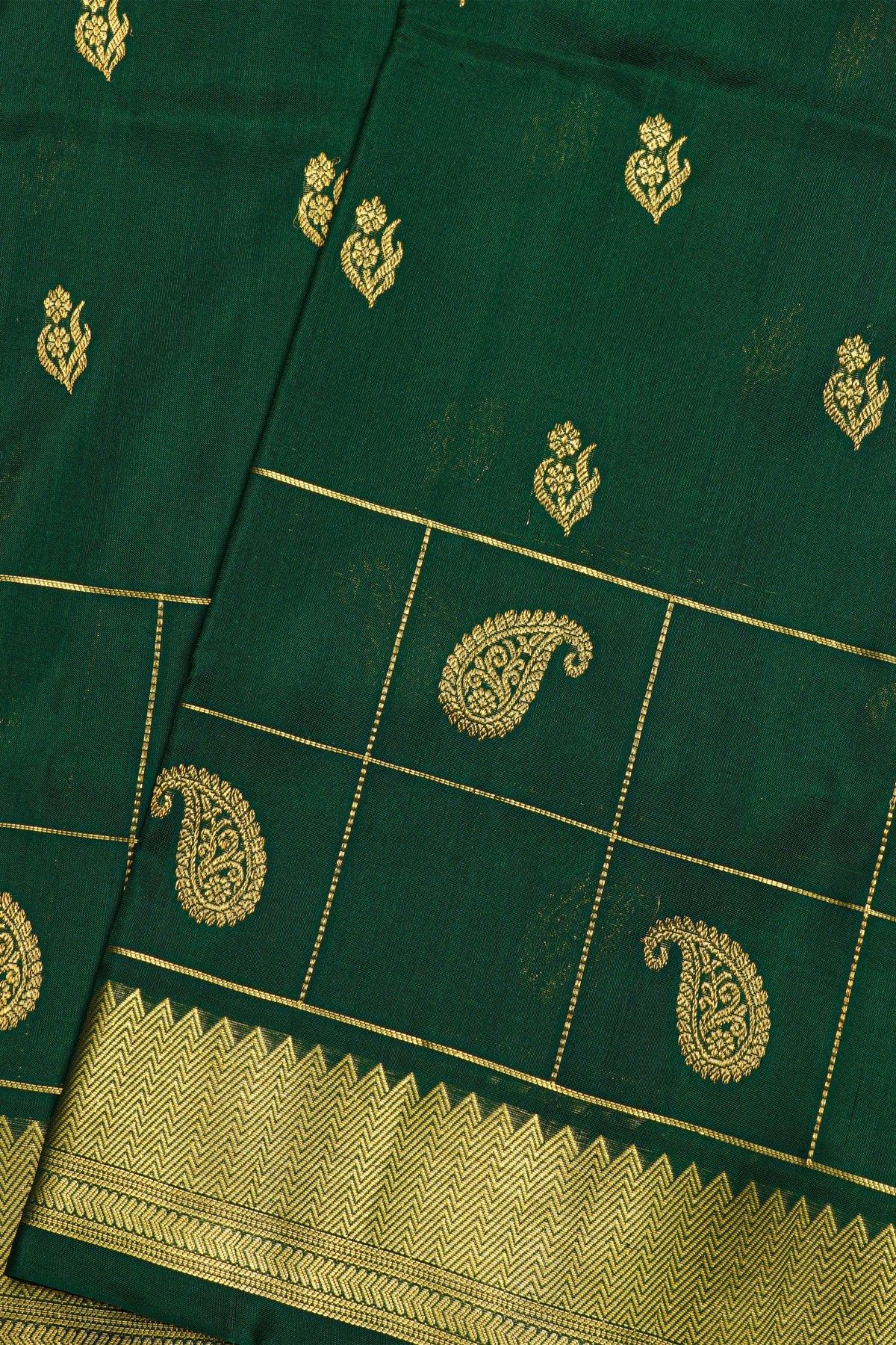 Venkatagiri Silk Bottle Green Saree