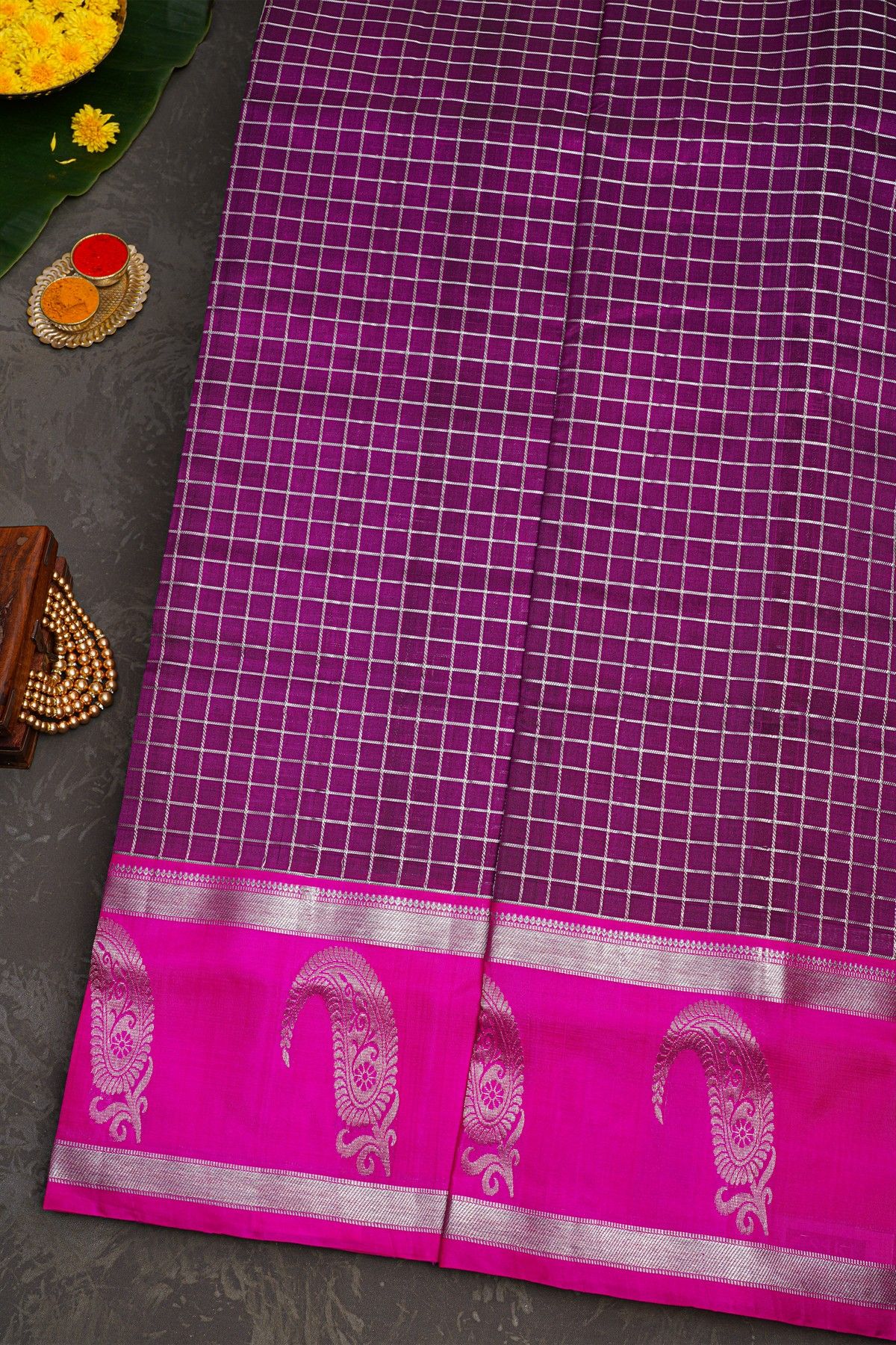 Venkatagiri Silk Dark Purple Saree
