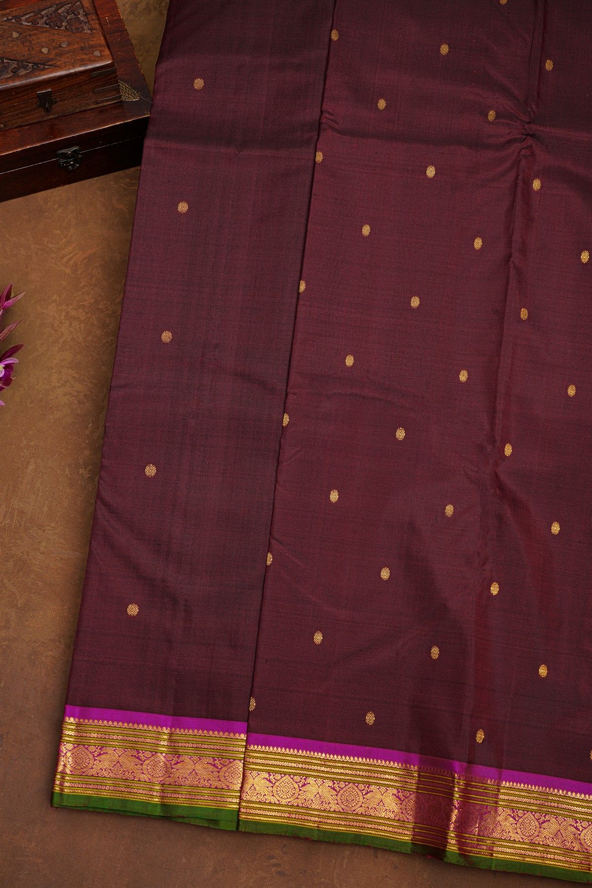 Kancheepuram Silk Dark Maroon Saree