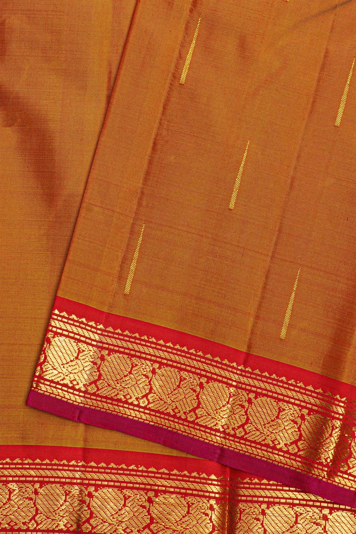 Kancheepuram Silk Rust Orange Saree