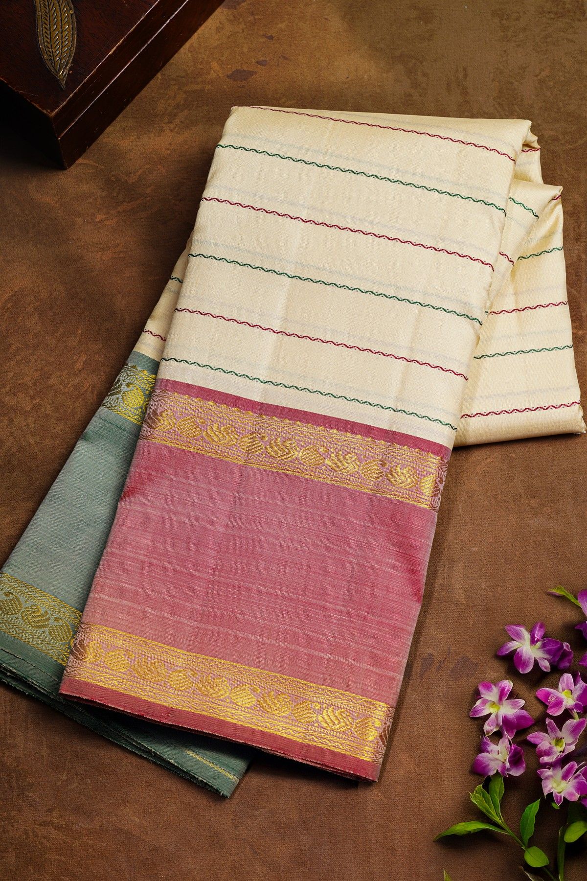 Kancheepuram Silk Off White Sare