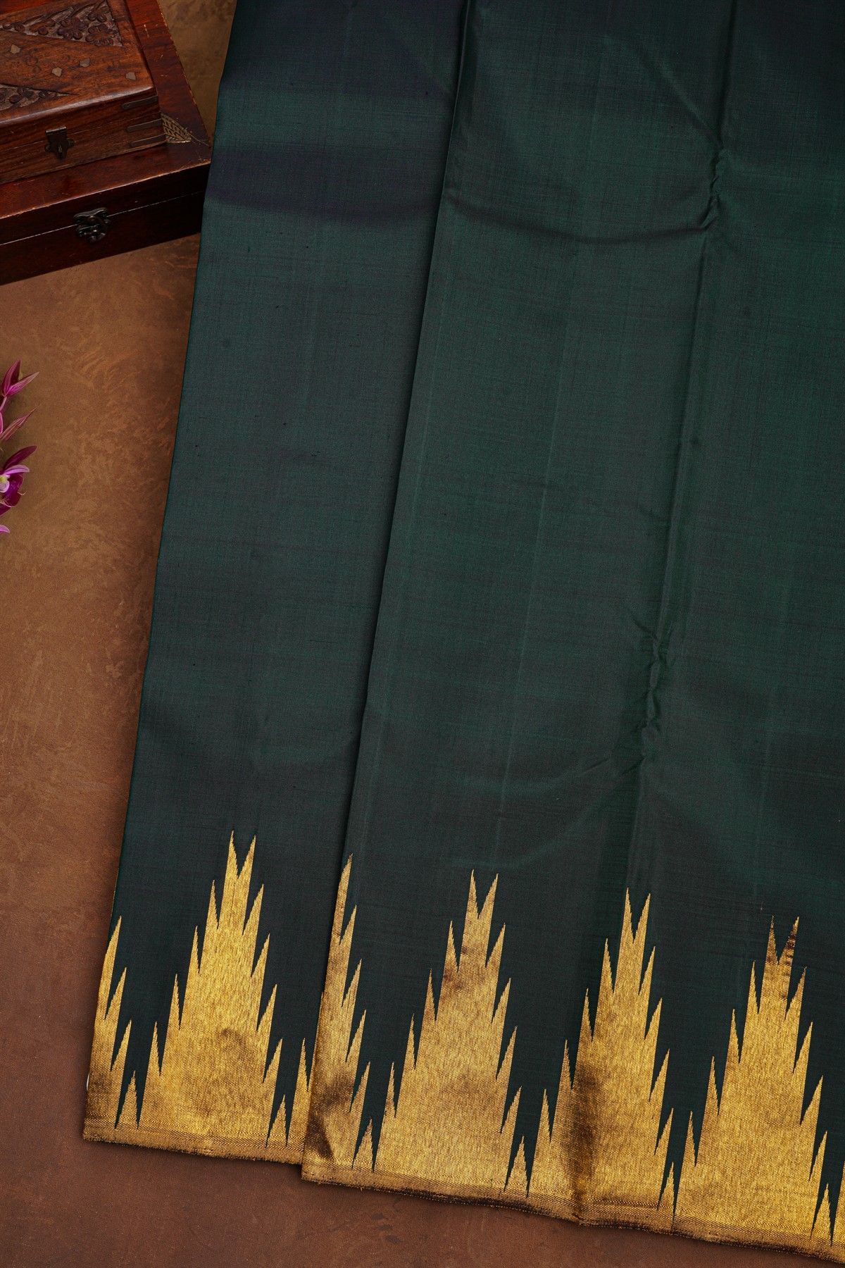 Kancheepuram Silk Bottle Green Saree