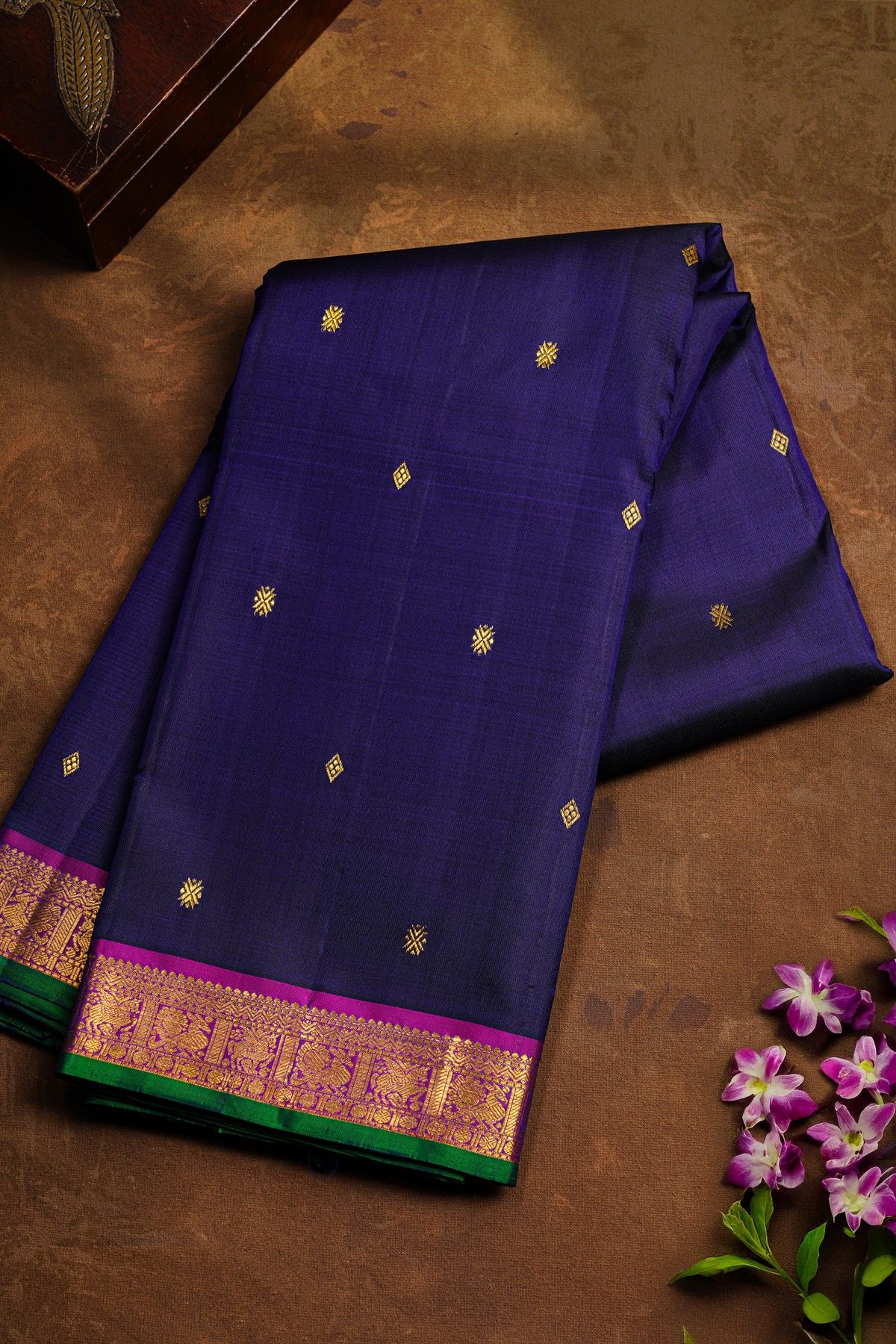Kancheepuram Silk Navy Blue Saree