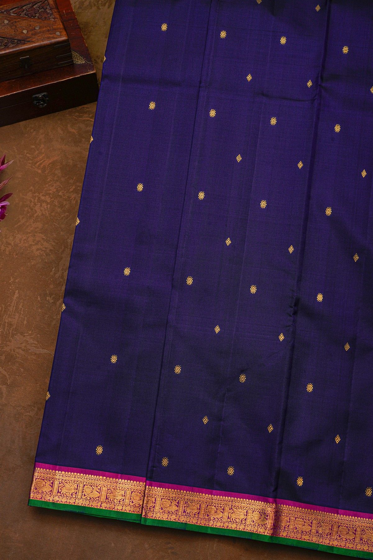 Kancheepuram Silk Navy Blue Saree