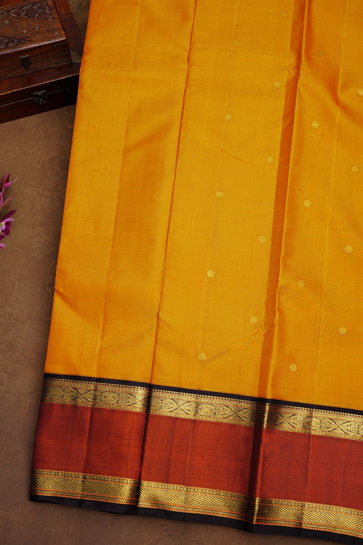 Kancheepuram Silk Mustard Saree