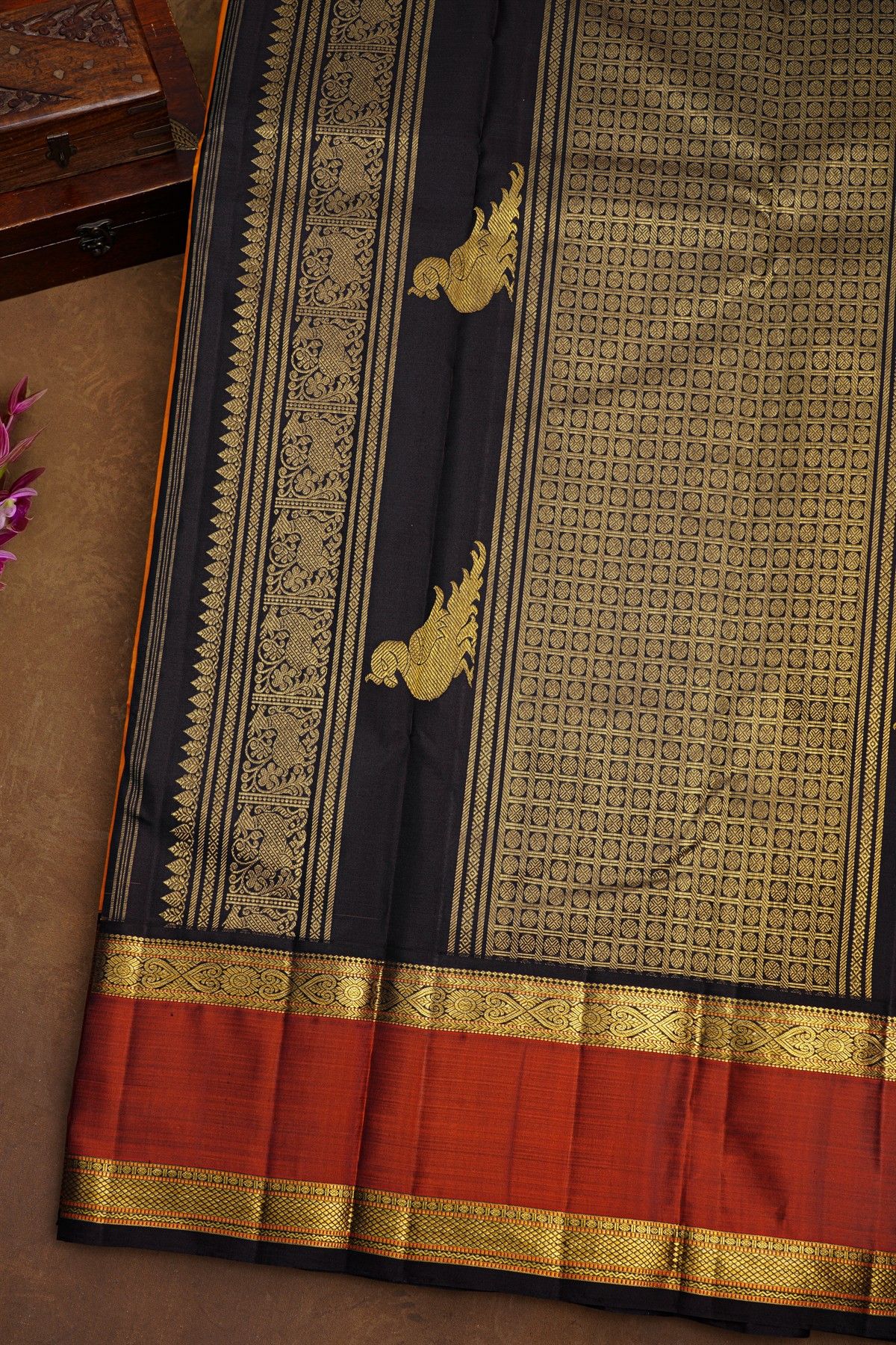 Kancheepuram Silk Mustard Saree