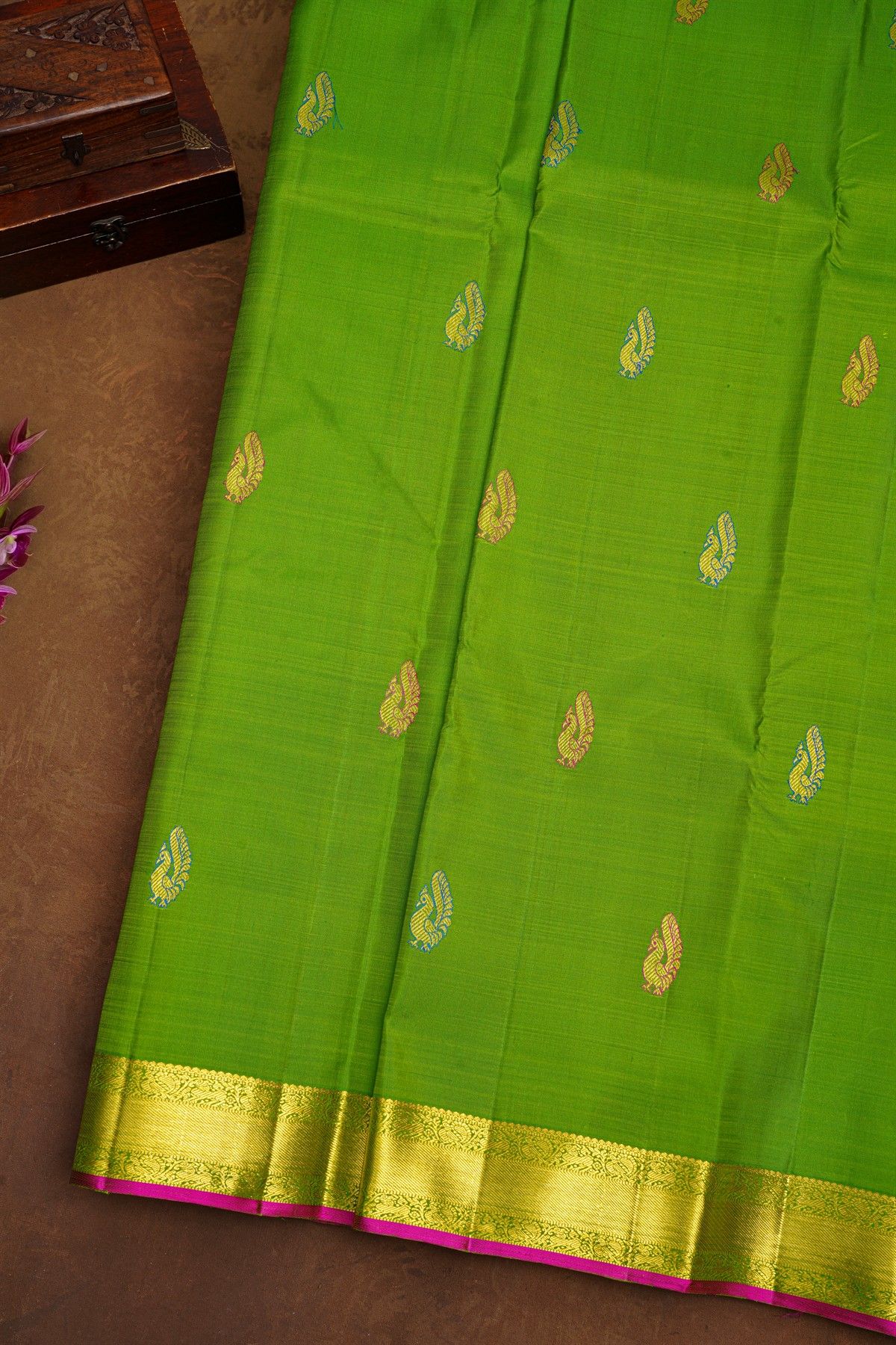 Kancheepuram Silk Parrot Green Saree