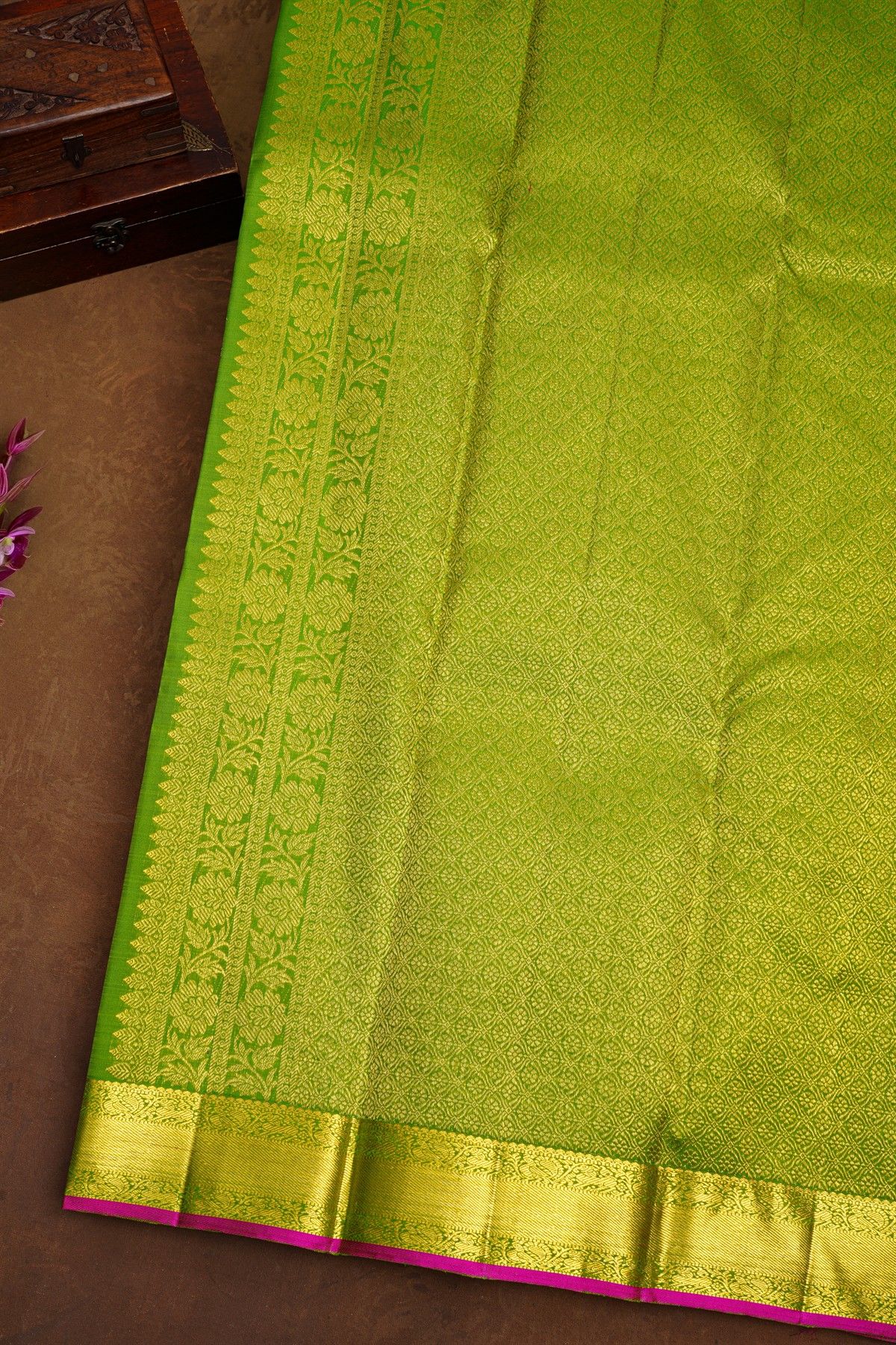 Kancheepuram Silk Parrot Green Saree