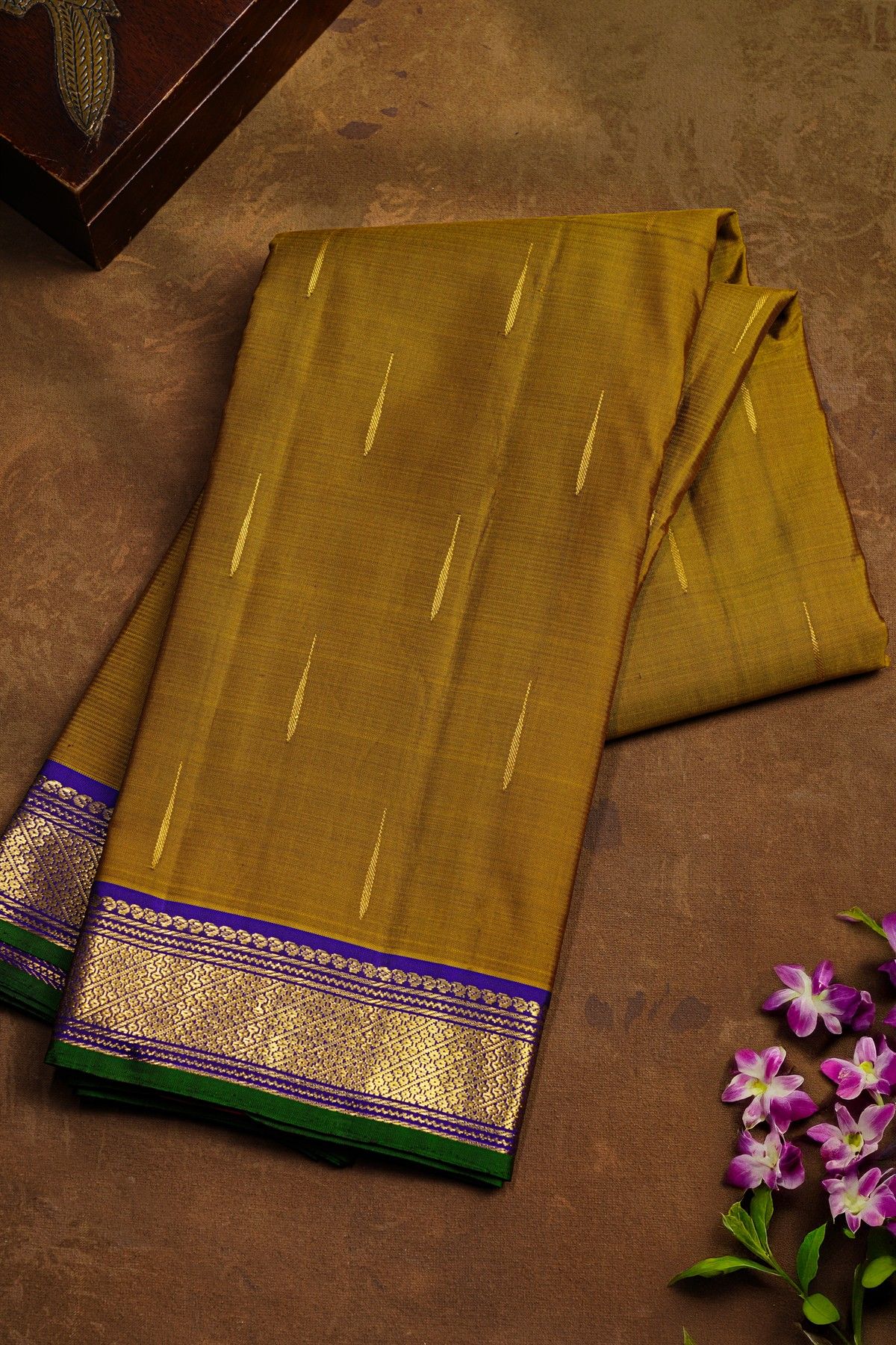 Kancheepuram Silk Mehendi Green Saree