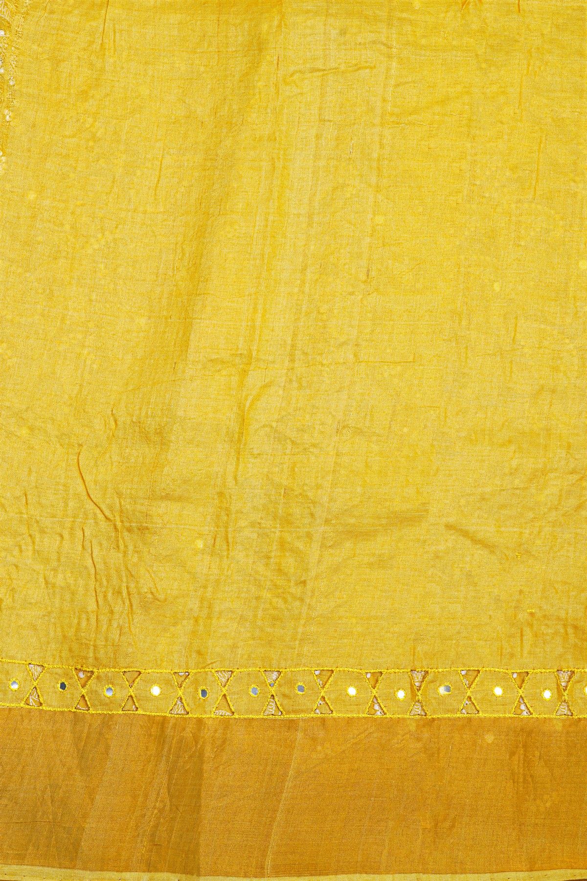 Designer Tussar Silk Yellow Saree