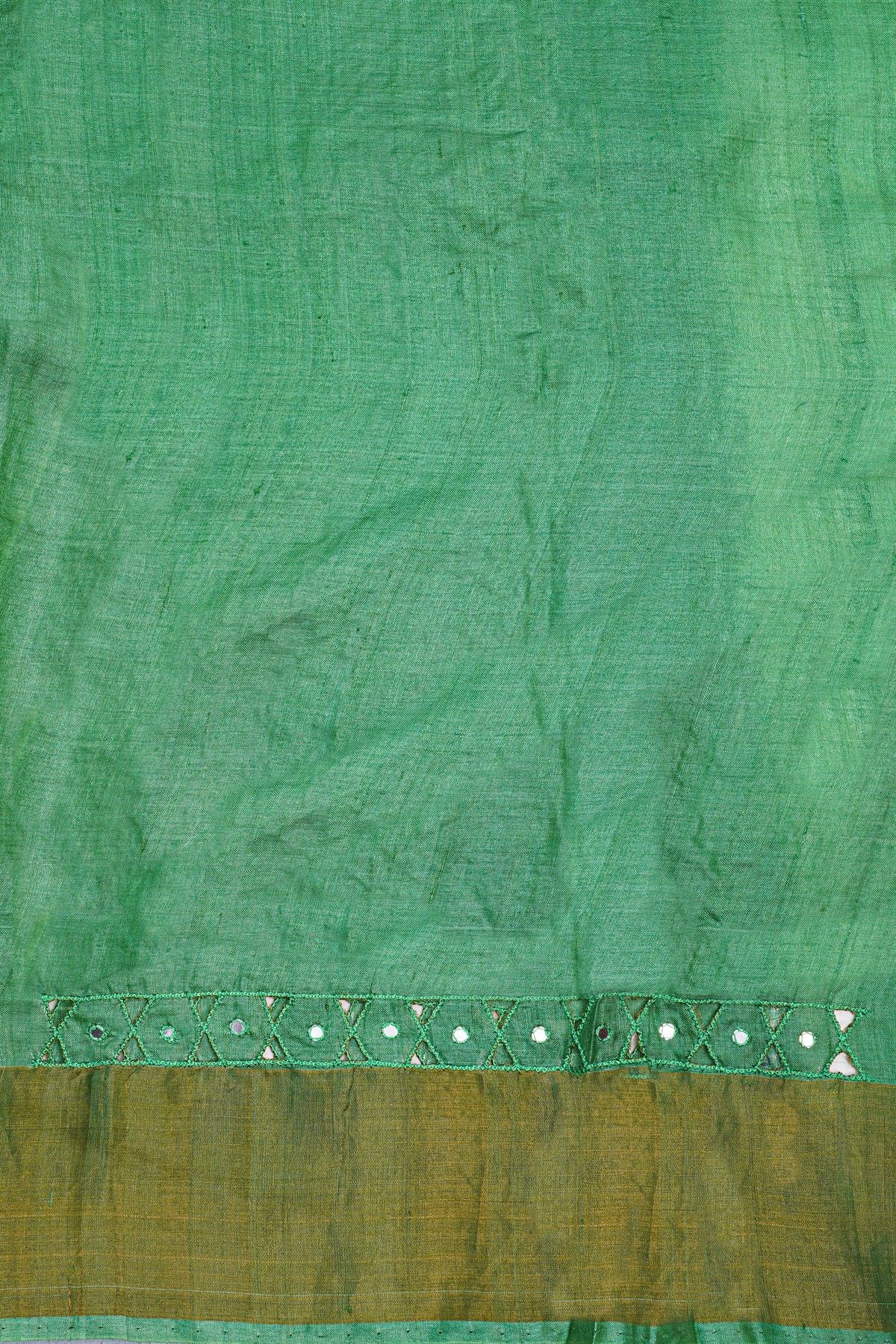 Designer Tussar Silk Sea Green Saree