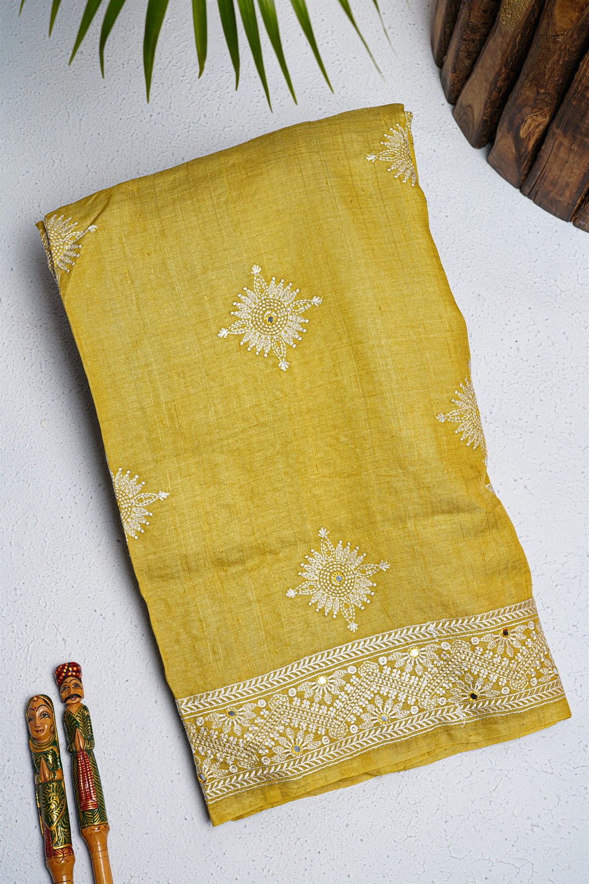 Fancy Tussar Silk Yellow Saree