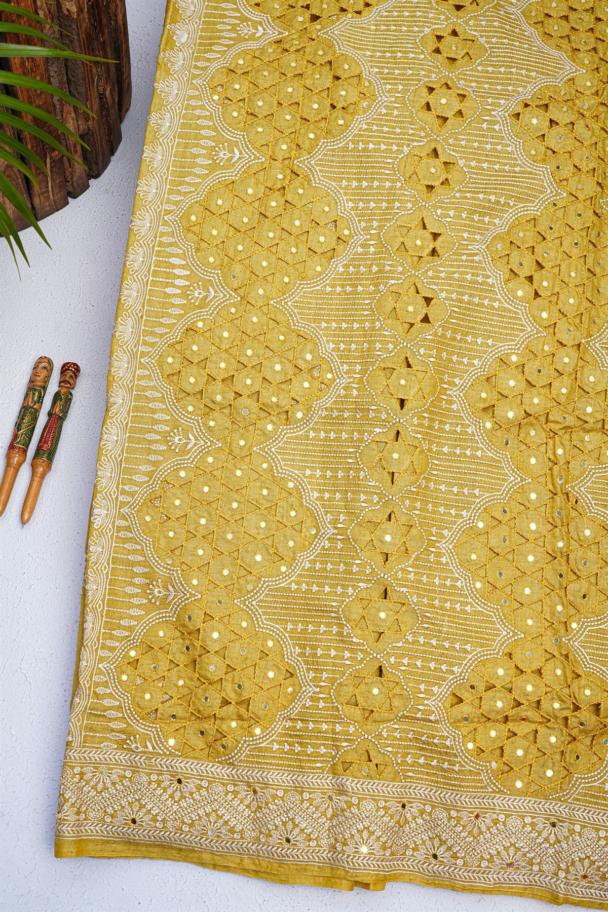 Fancy Tussar Silk Yellow Saree