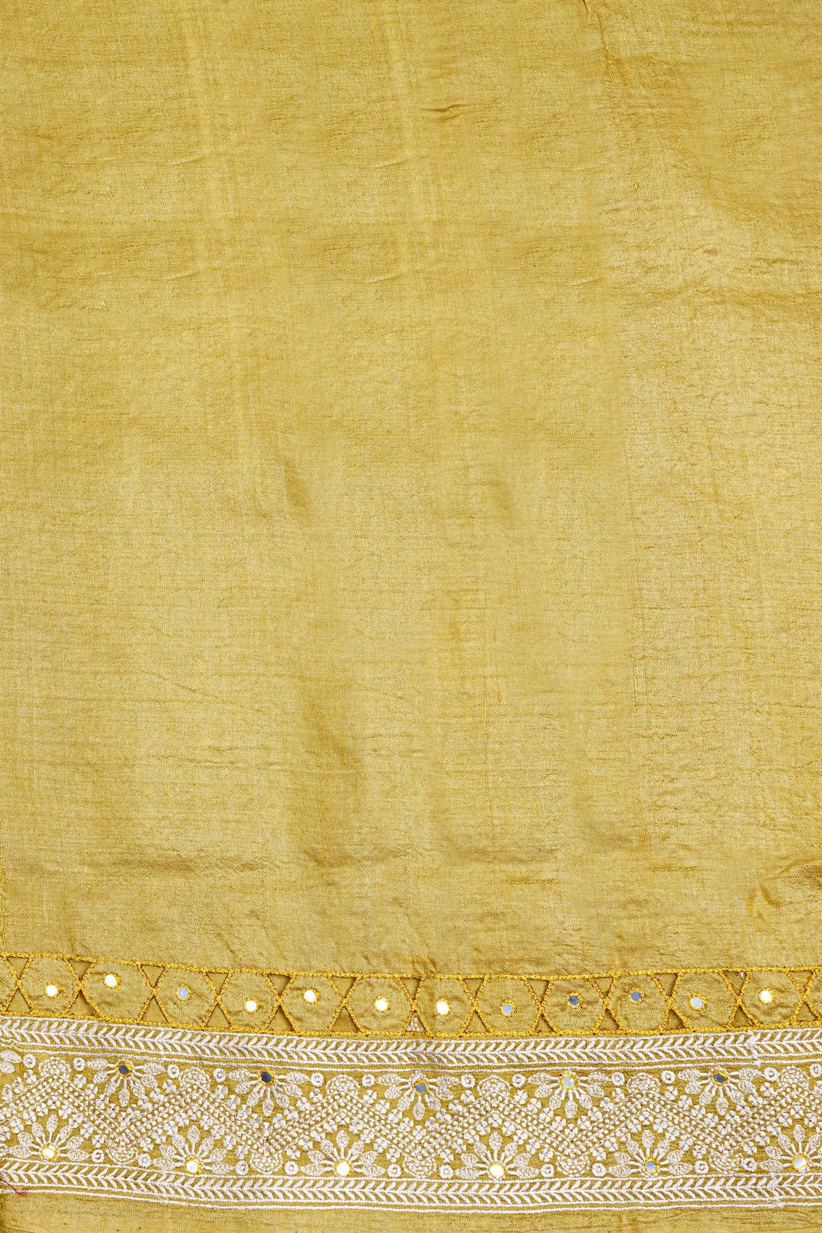 Fancy Tussar Silk Yellow Saree