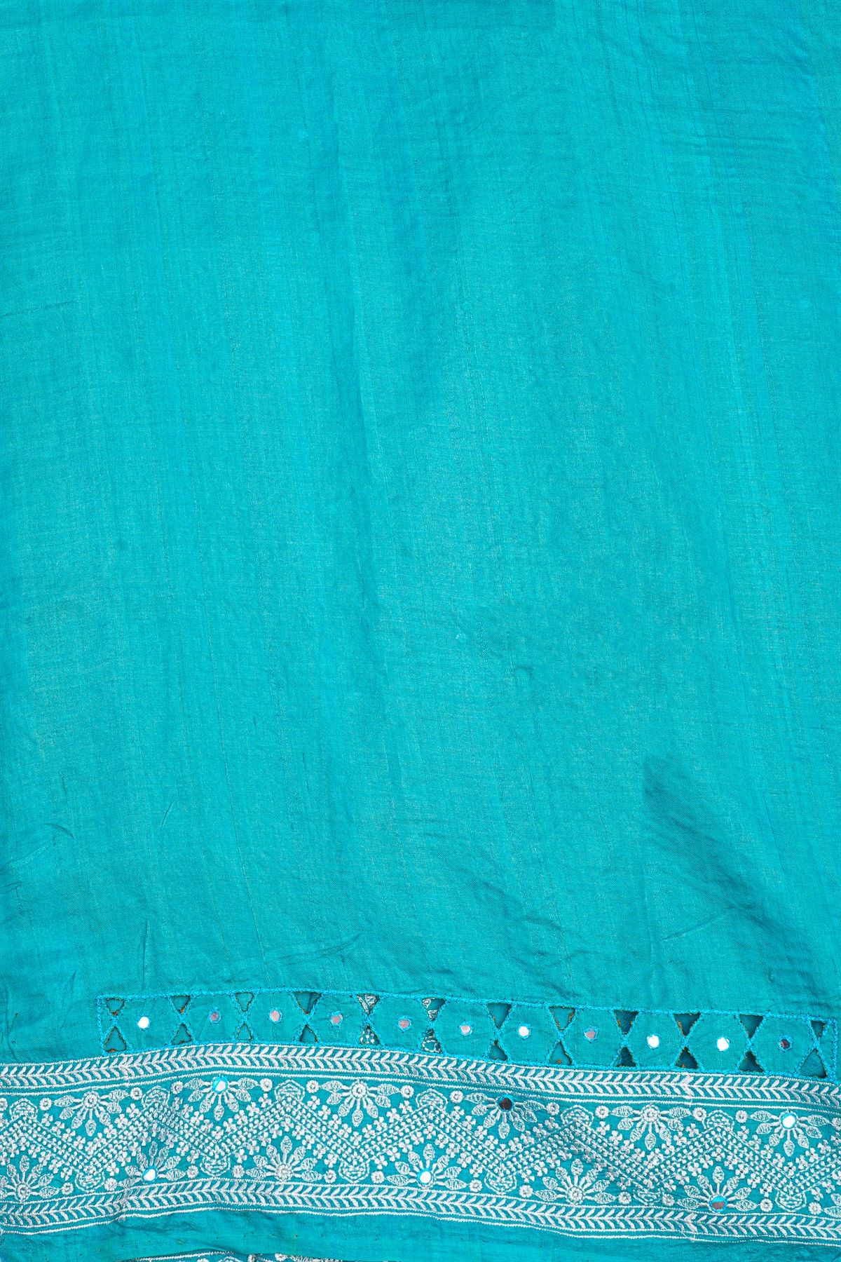 Designer Tussar Silk Sky Blue Saree