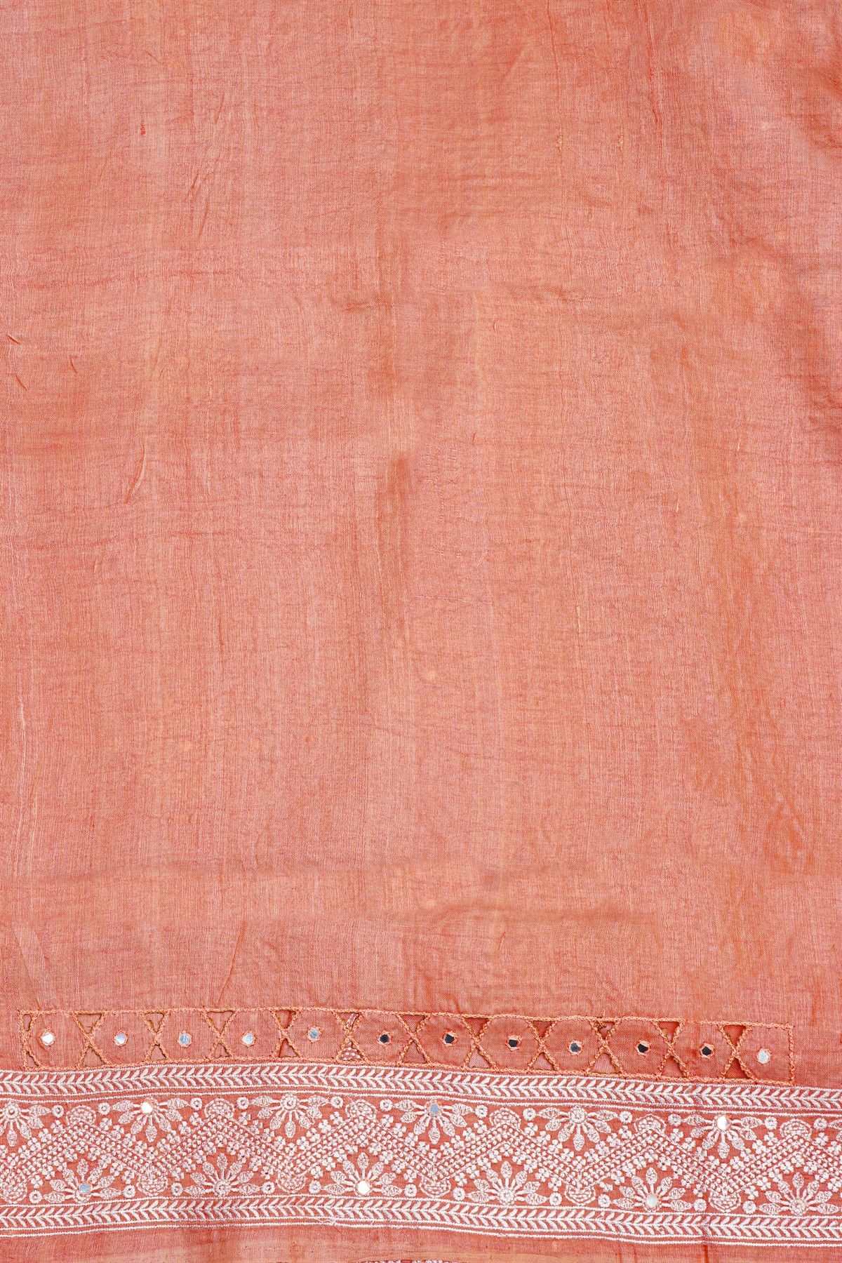Designer Tussar Silk Peach Saree