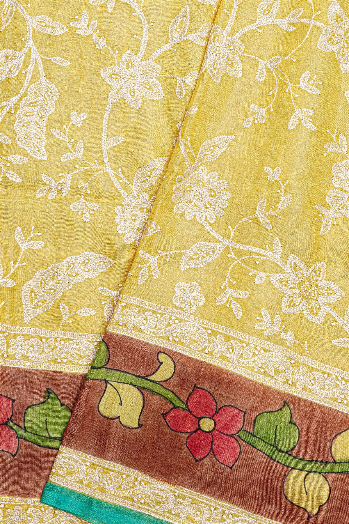 Fancy Tussar Yellow Saree