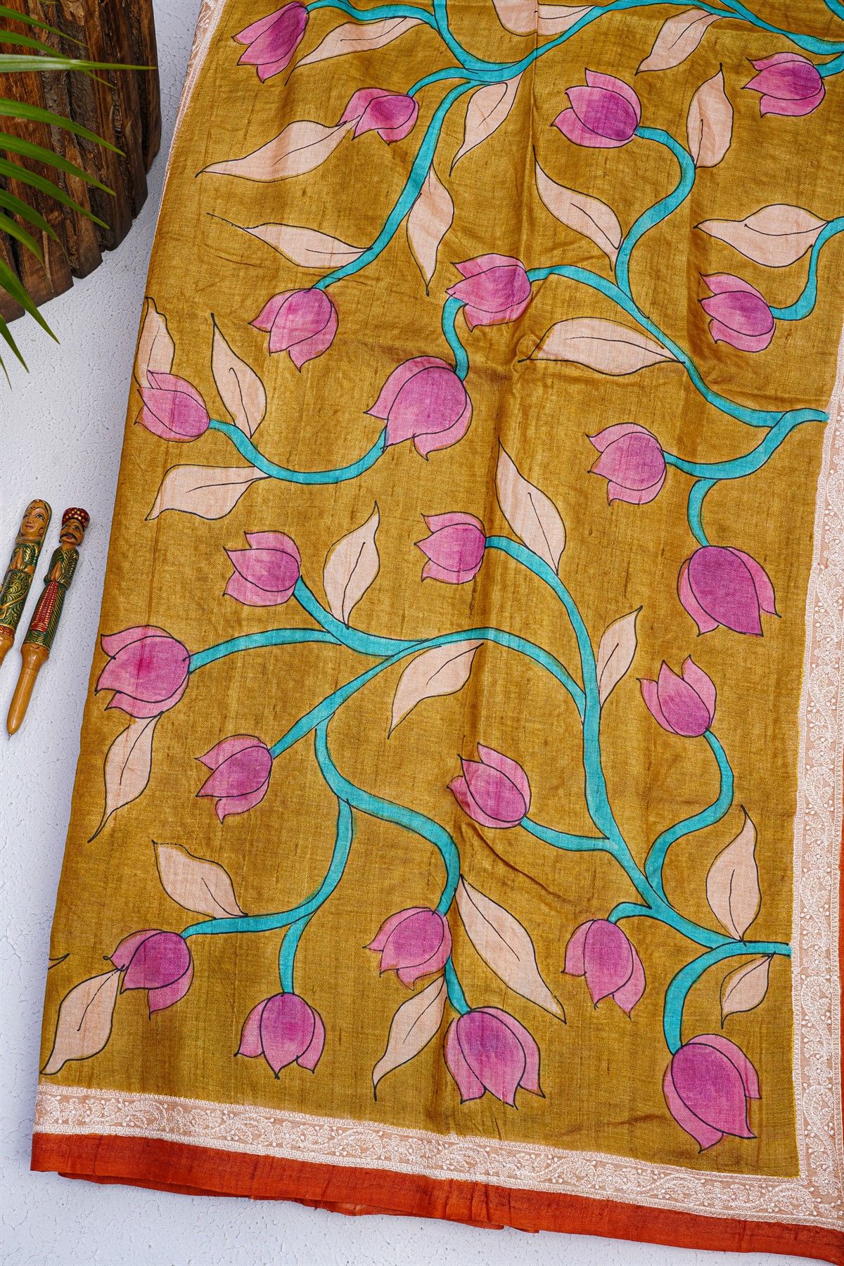 Fancy Tussar Light Peach Saree