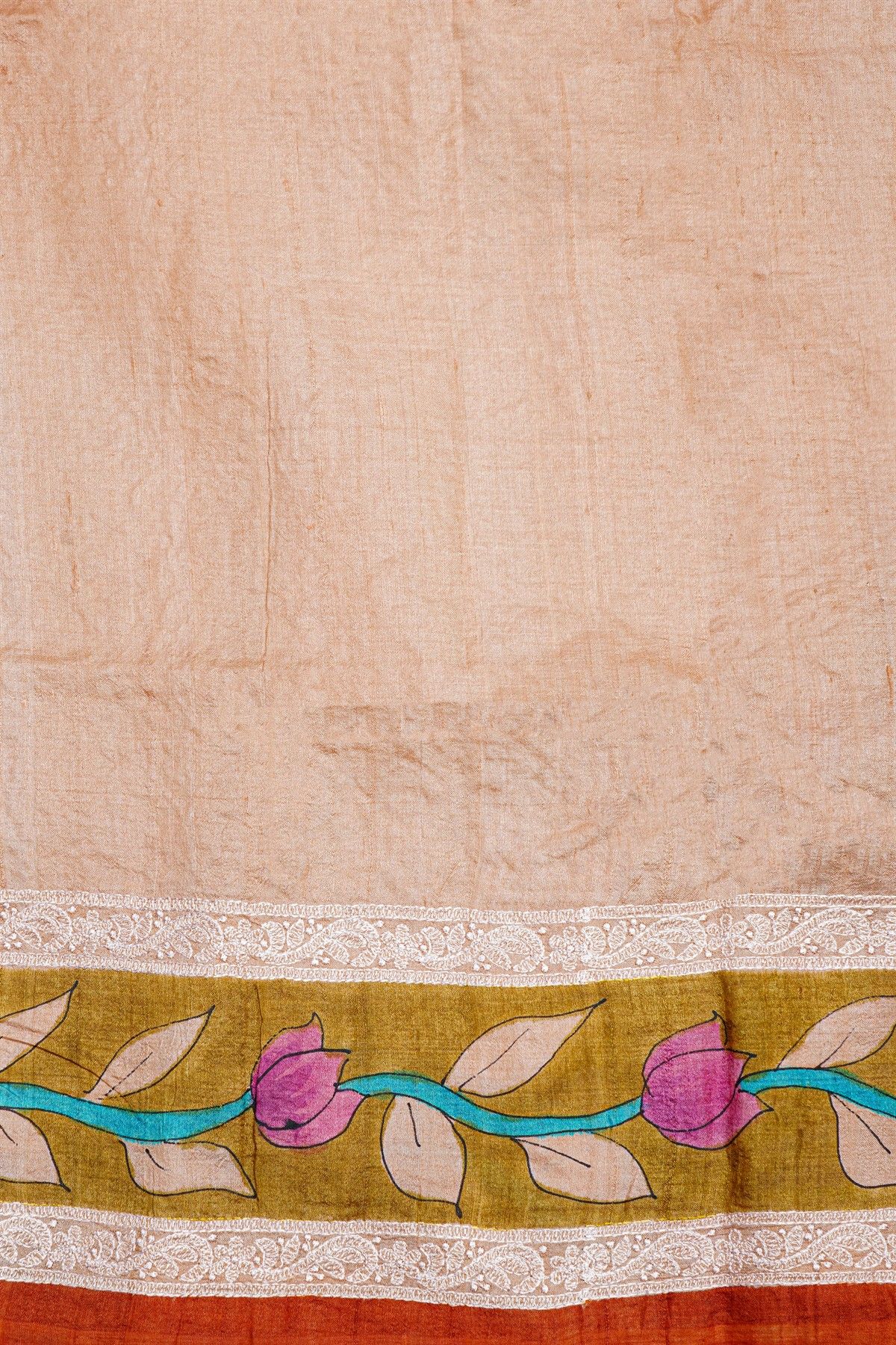 Fancy Tussar Light Peach Saree