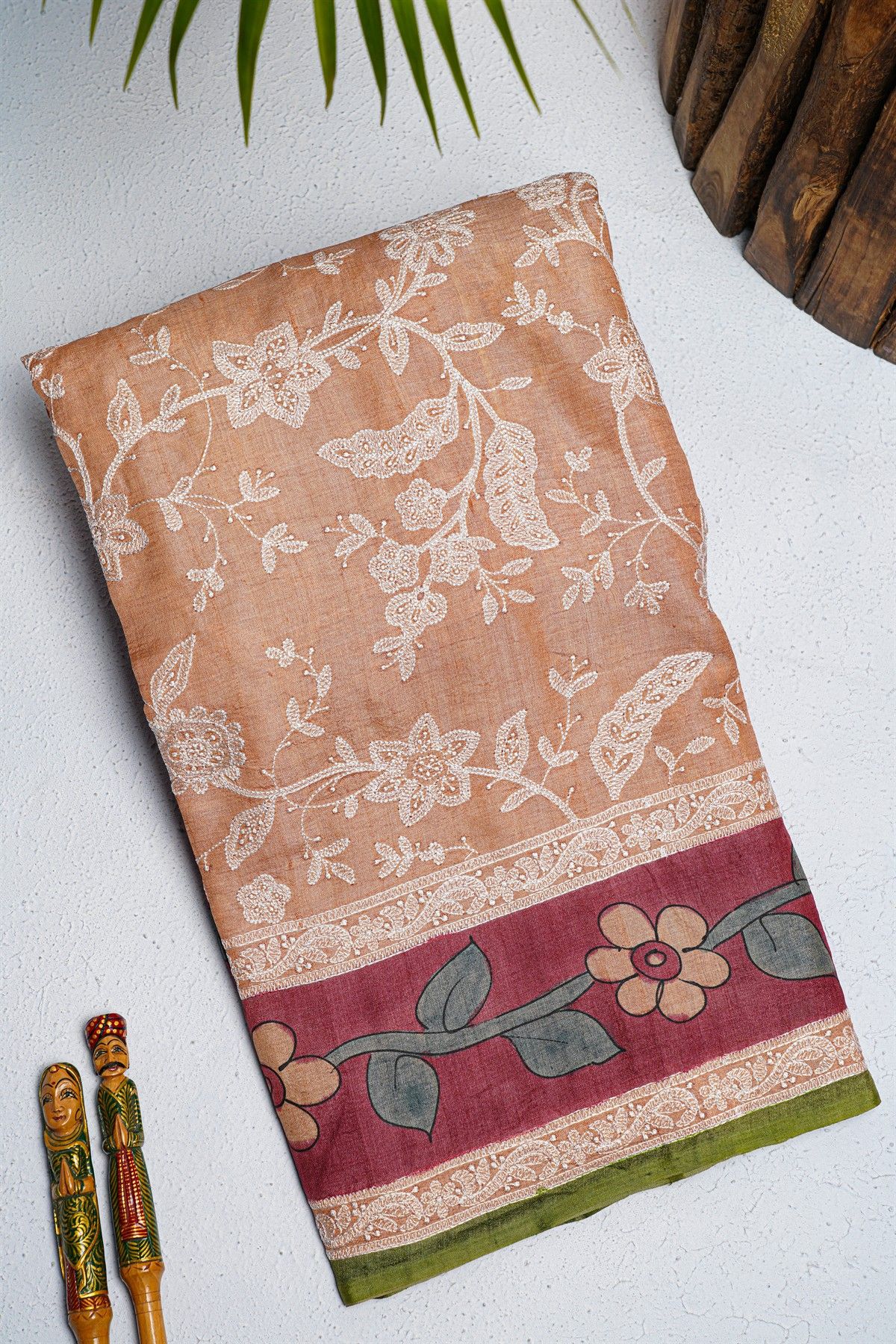 Fancy Tussar Light Peach Saree