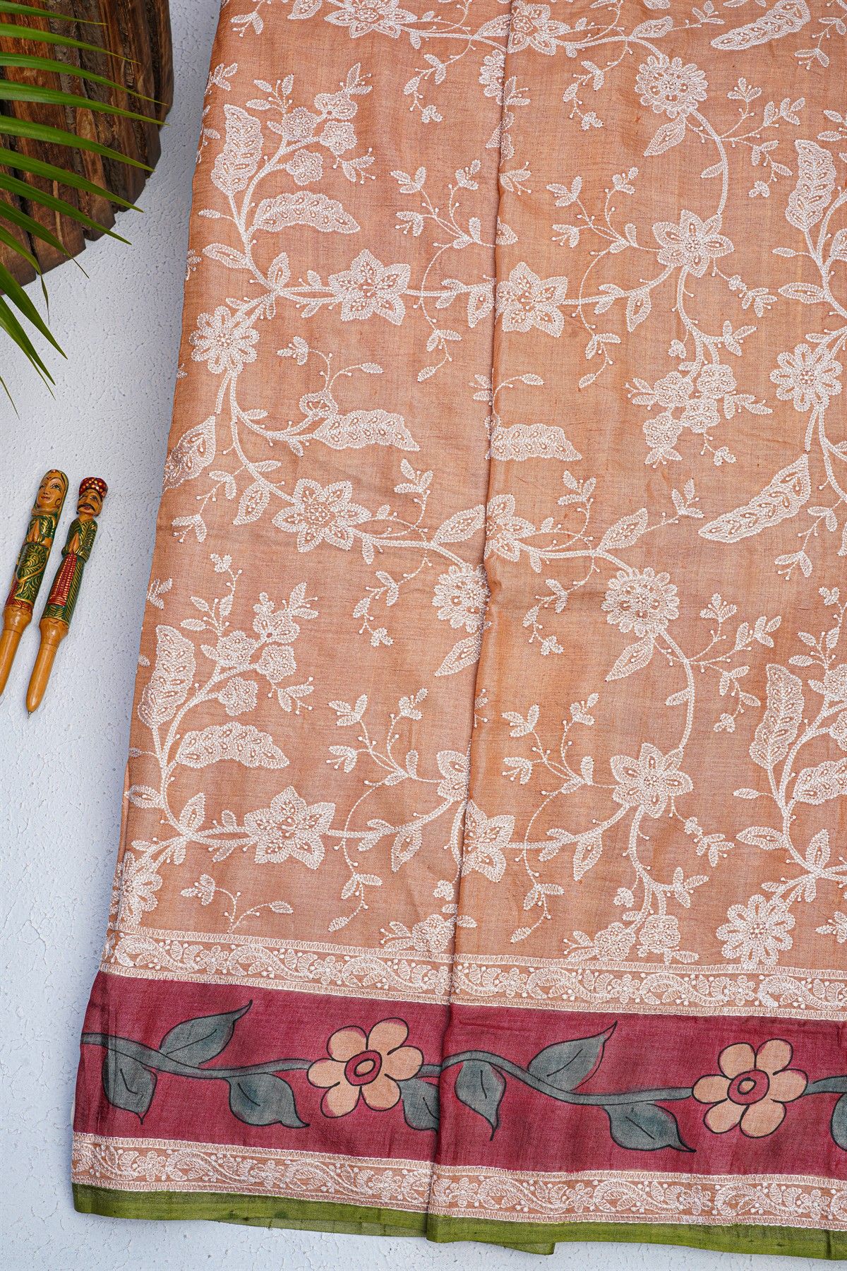 Fancy Tussar Light Peach Saree