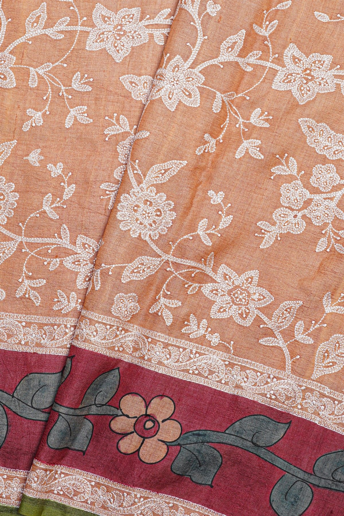 Fancy Tussar Light Peach Saree