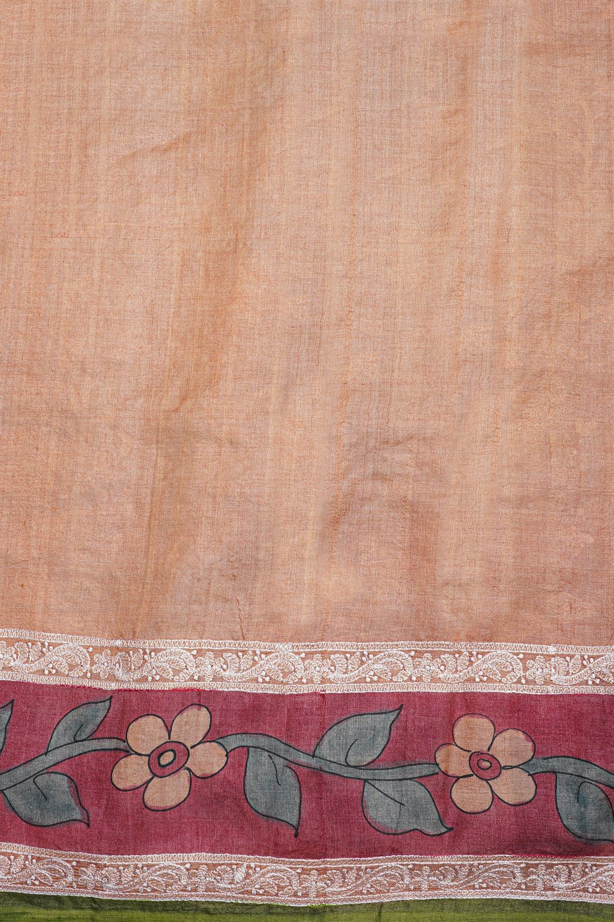Fancy Tussar Light Peach Saree