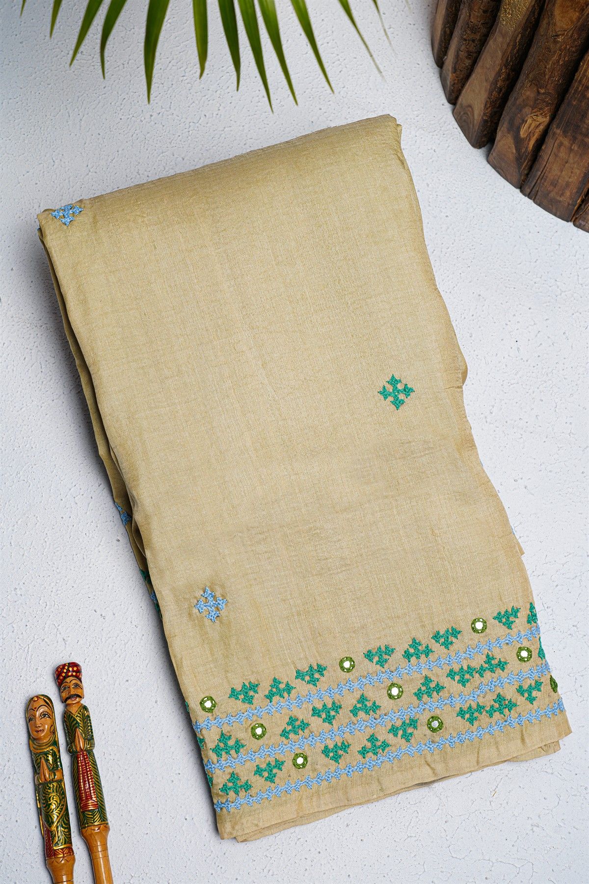 Designer Tussar Cream Saree