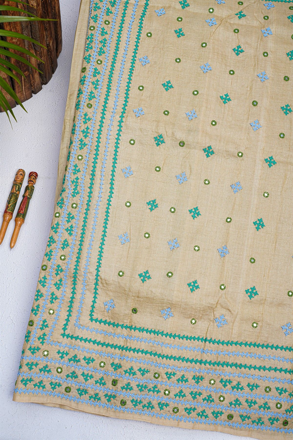 Designer Tussar Cream Saree