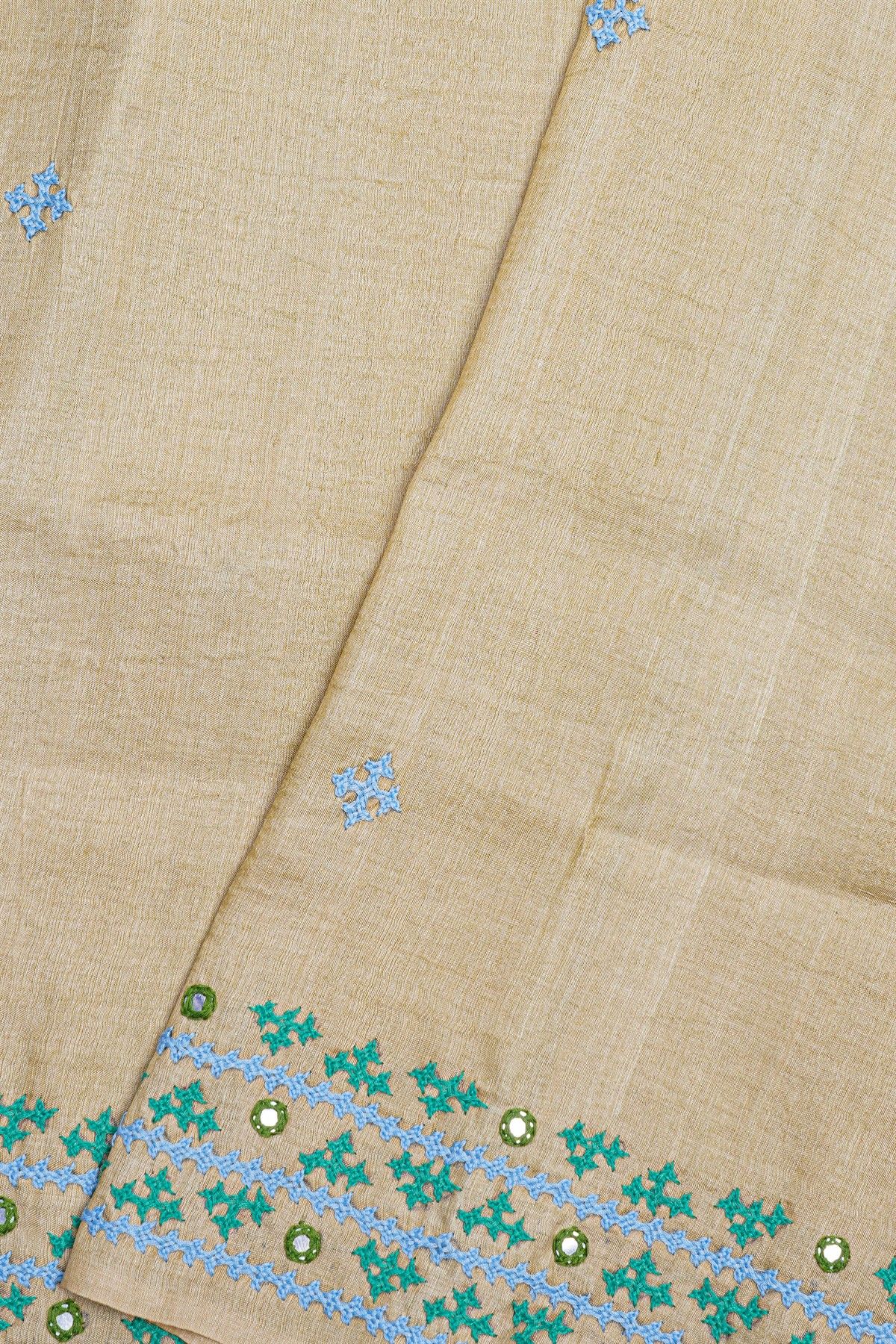 Designer Tussar Cream Saree