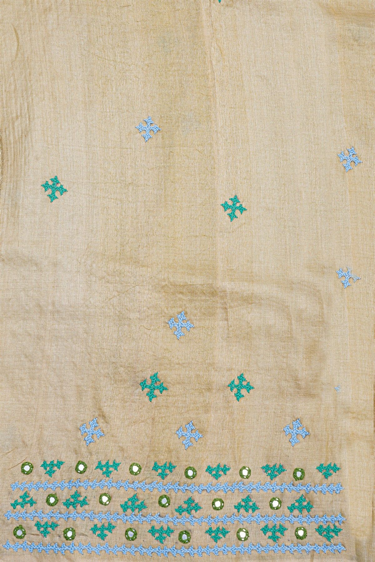 Designer Tussar Cream Saree