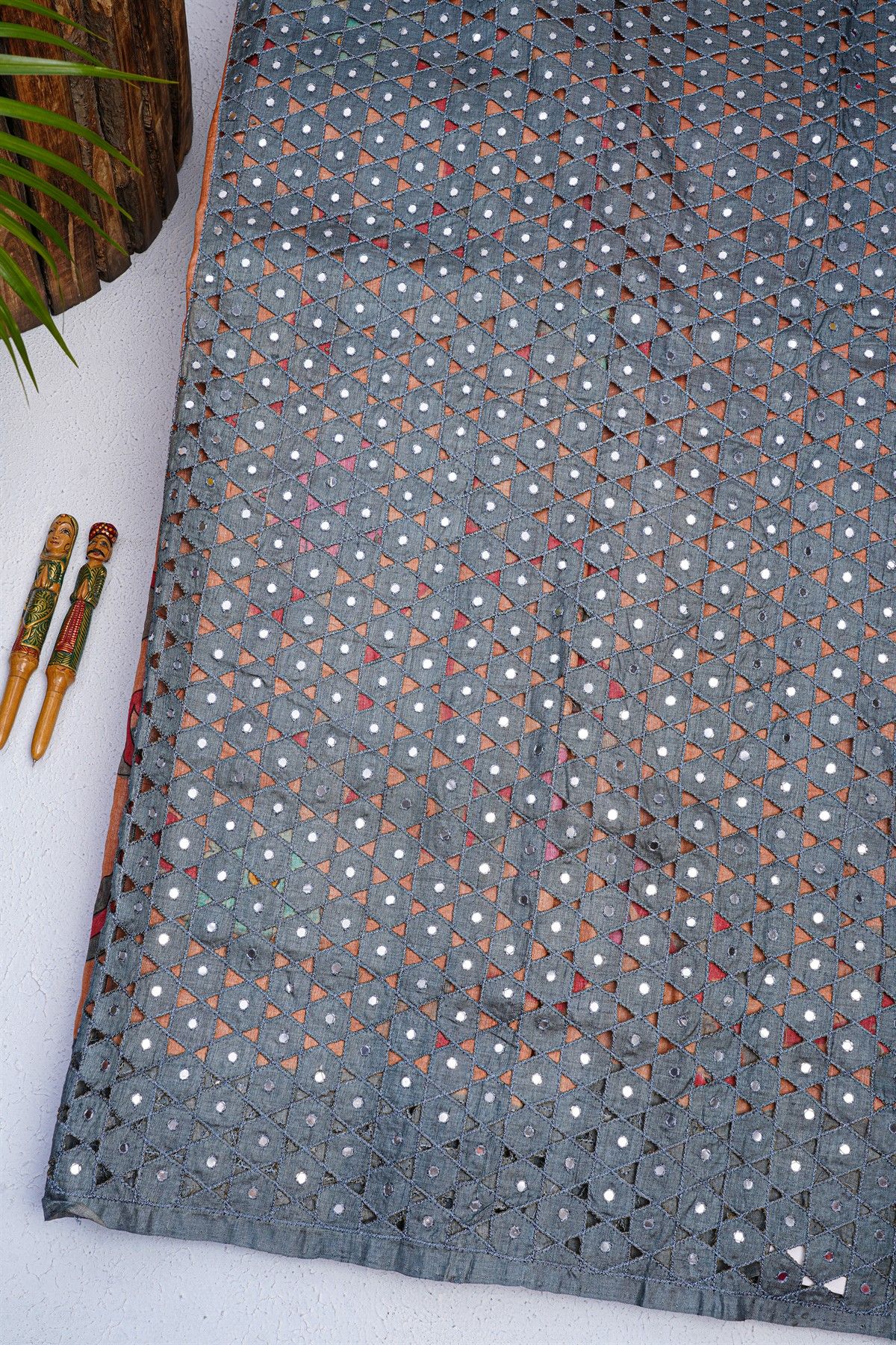 Designer Tussar Rust Saree