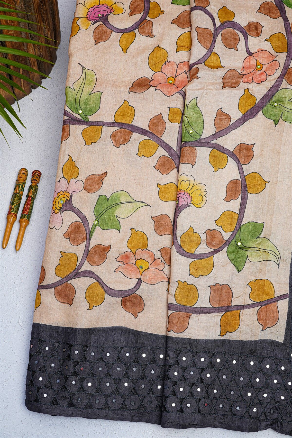 Designer Tussar Cream Saree