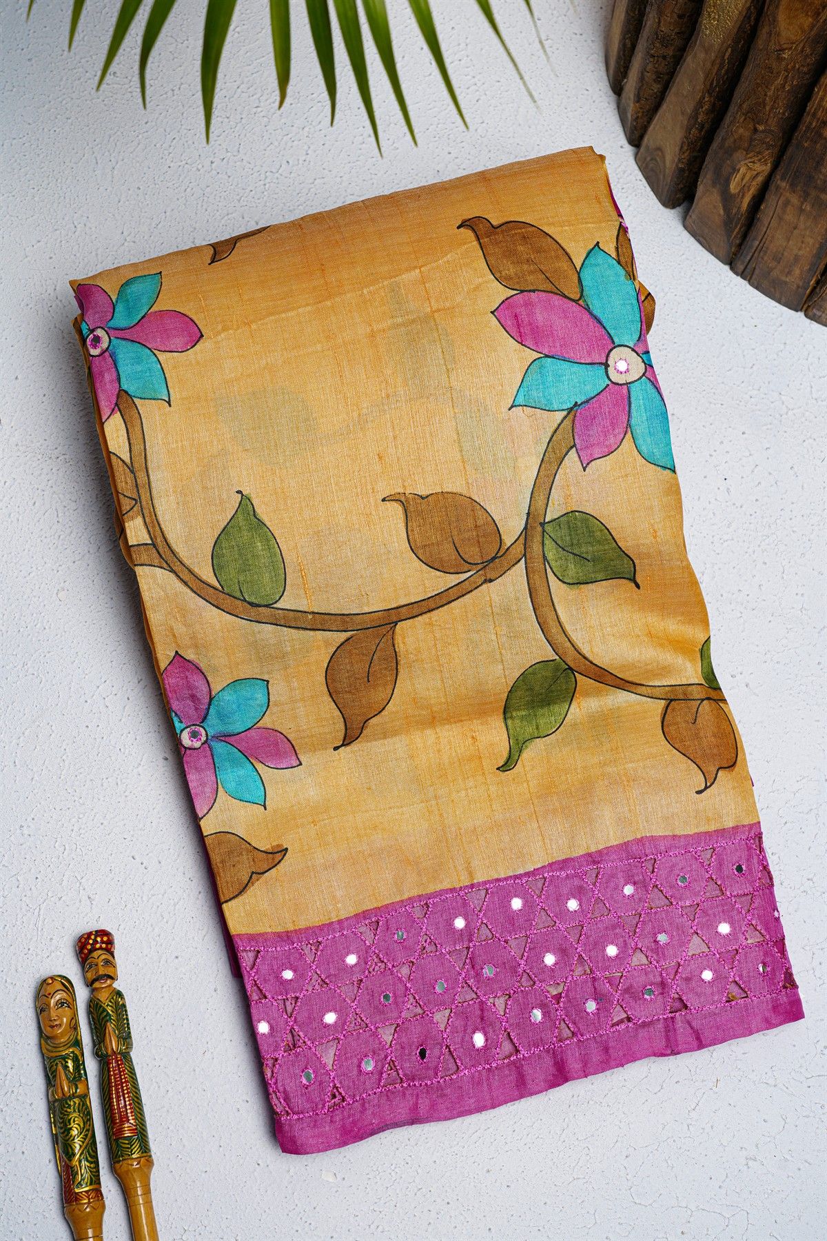 Designer Tussar Light Orange Saree