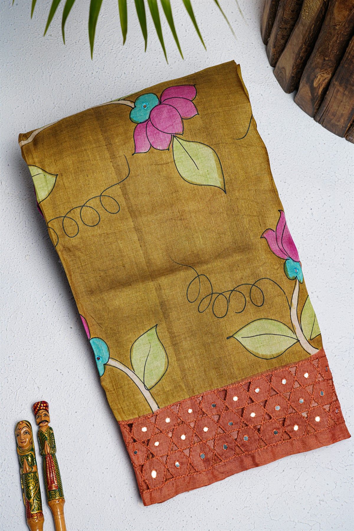 Fancy Tussar Mustard Saree