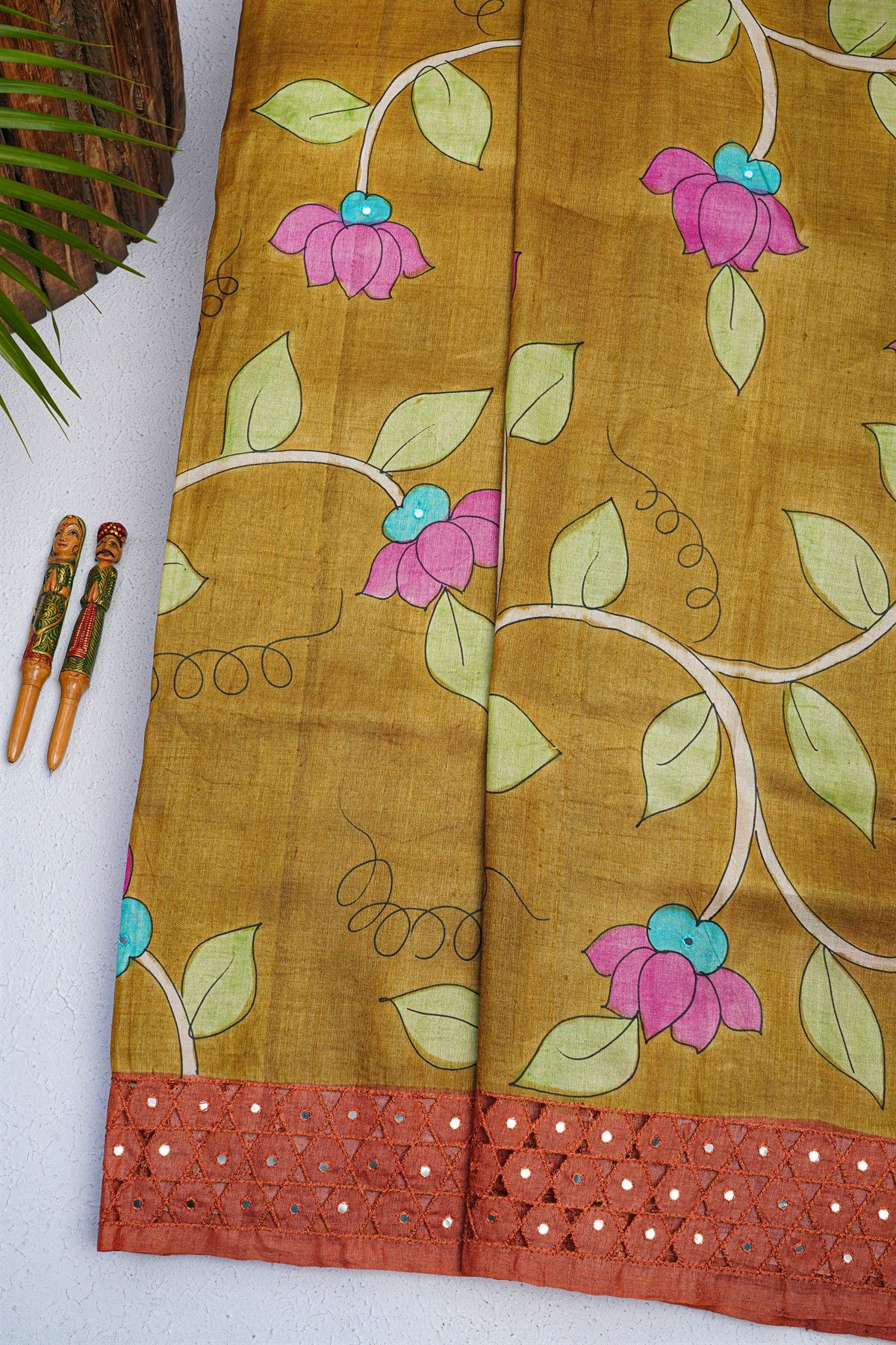 Fancy Tussar Mustard Saree