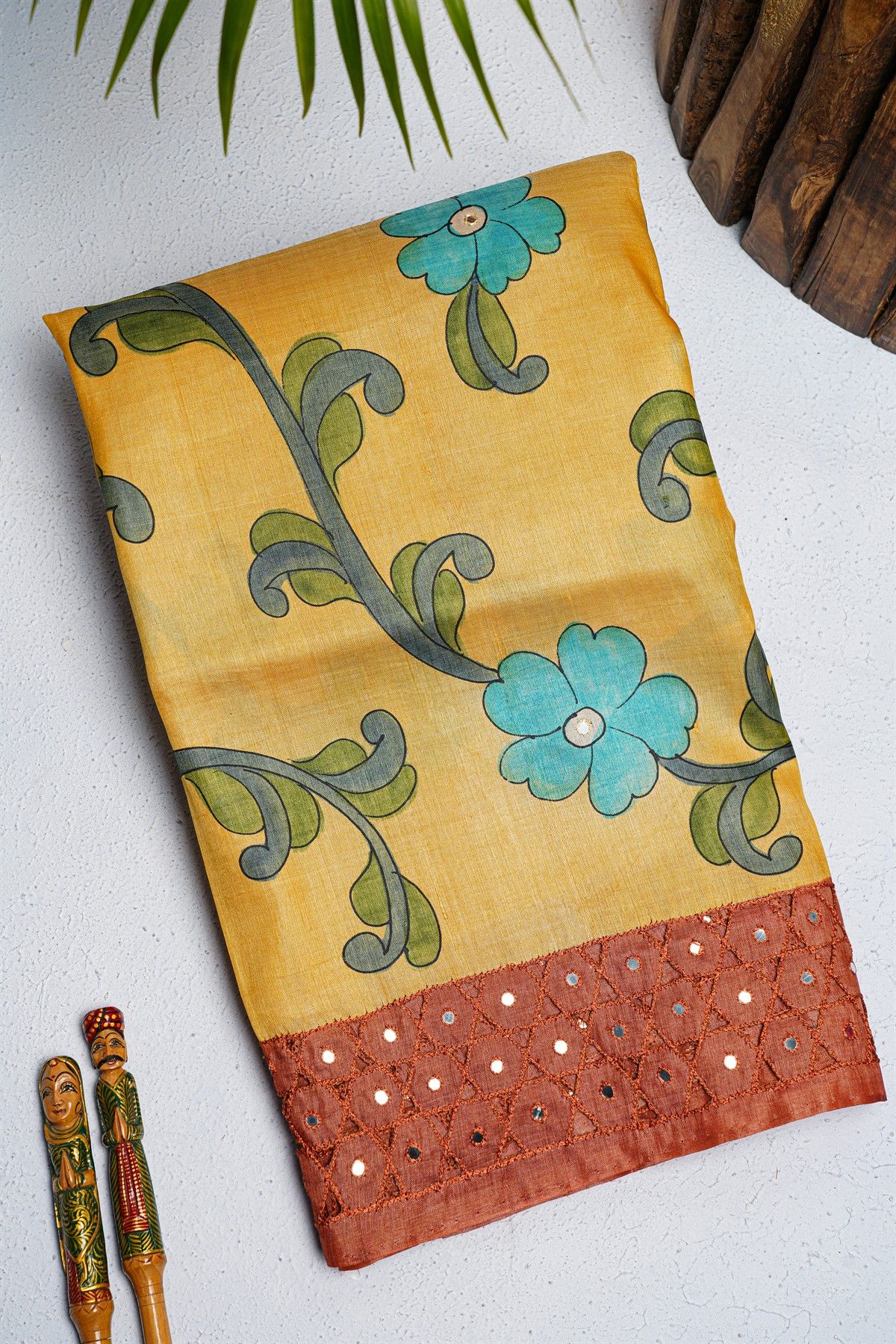 Designer Tussar Yellow Saree