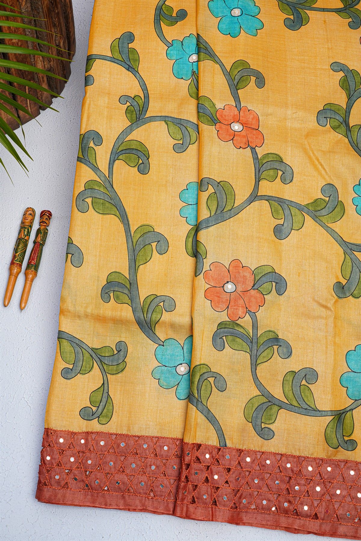 Designer Tussar Yellow Saree