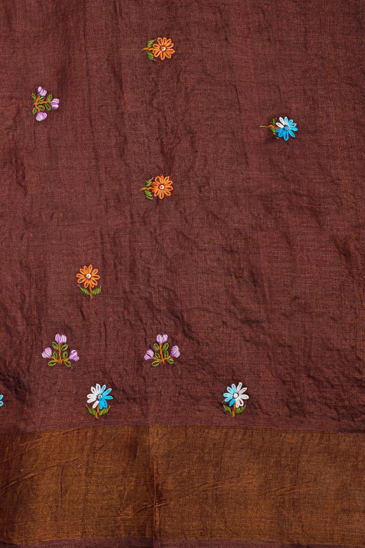 Fancy Tussar Brown Saree