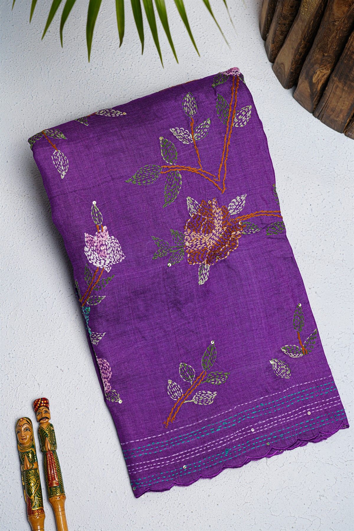 Fancy Tussar Navy Blue  Saree