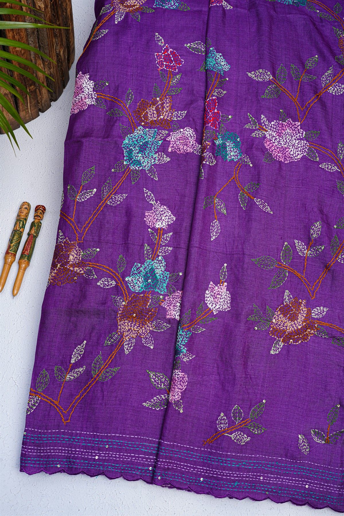 Fancy Tussar Navy Blue  Saree