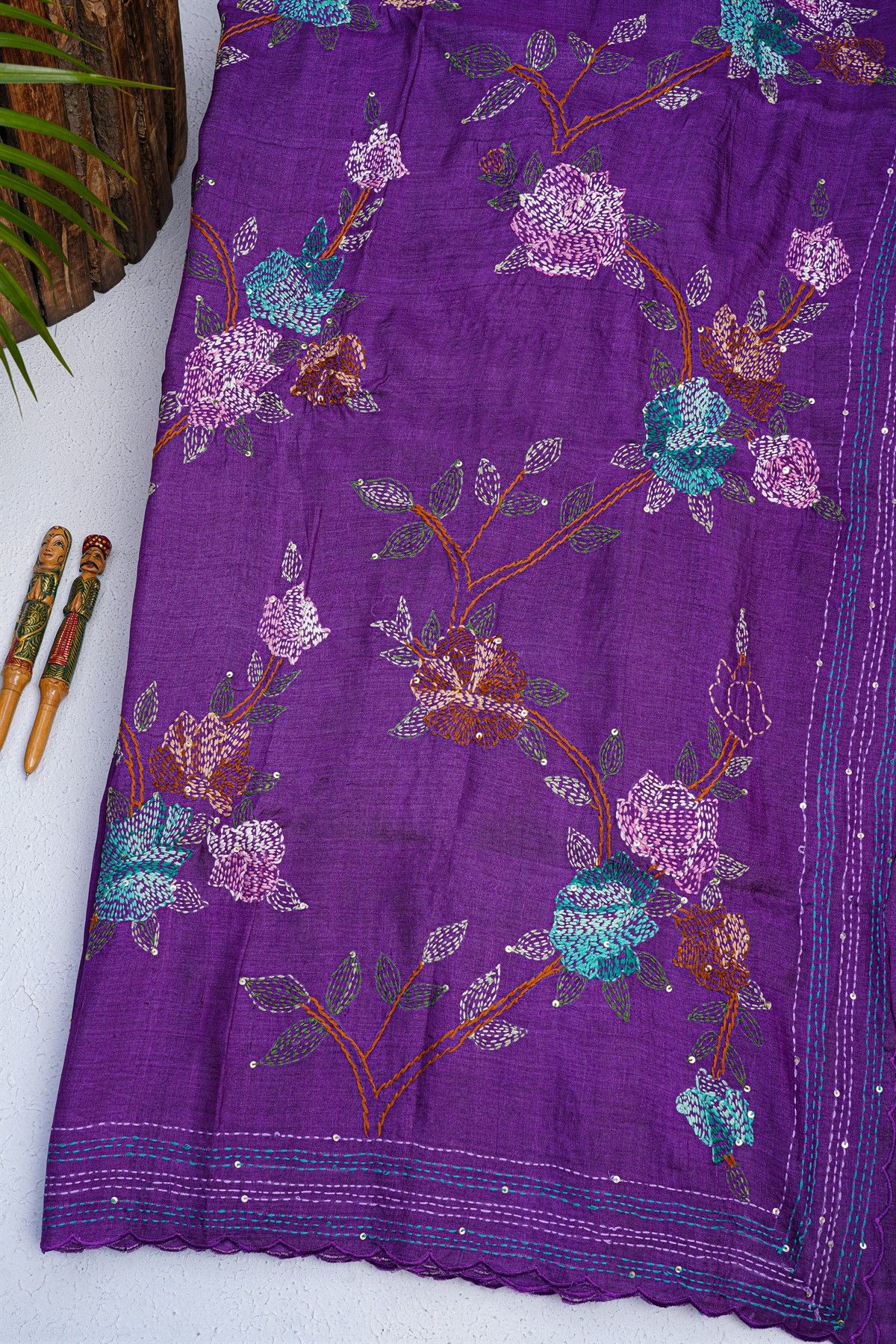 Fancy Tussar Navy Blue  Saree