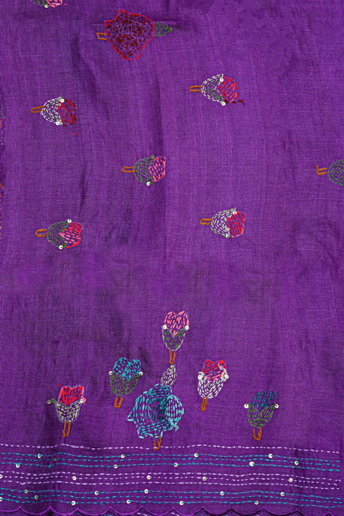 Fancy Tussar Navy Blue  Saree