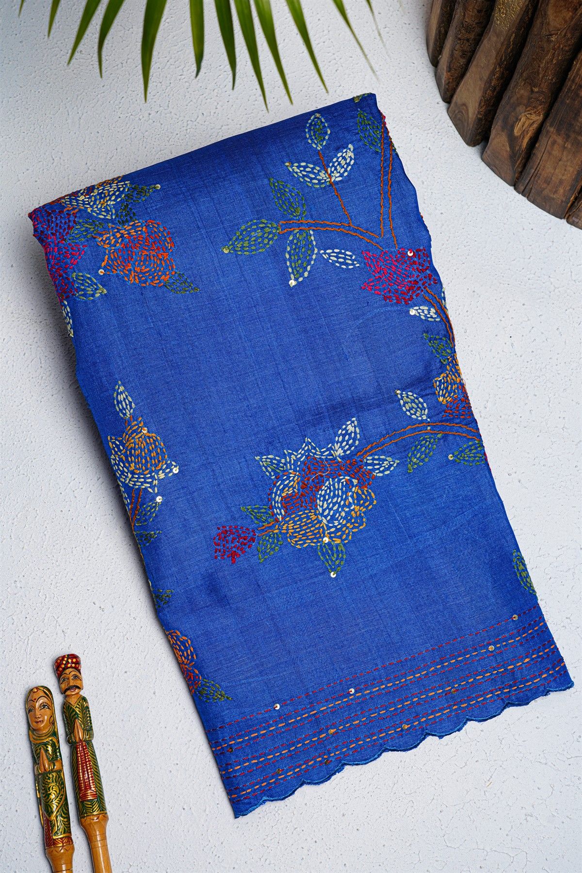 Fancy Tussar Royal Blue  Saree
