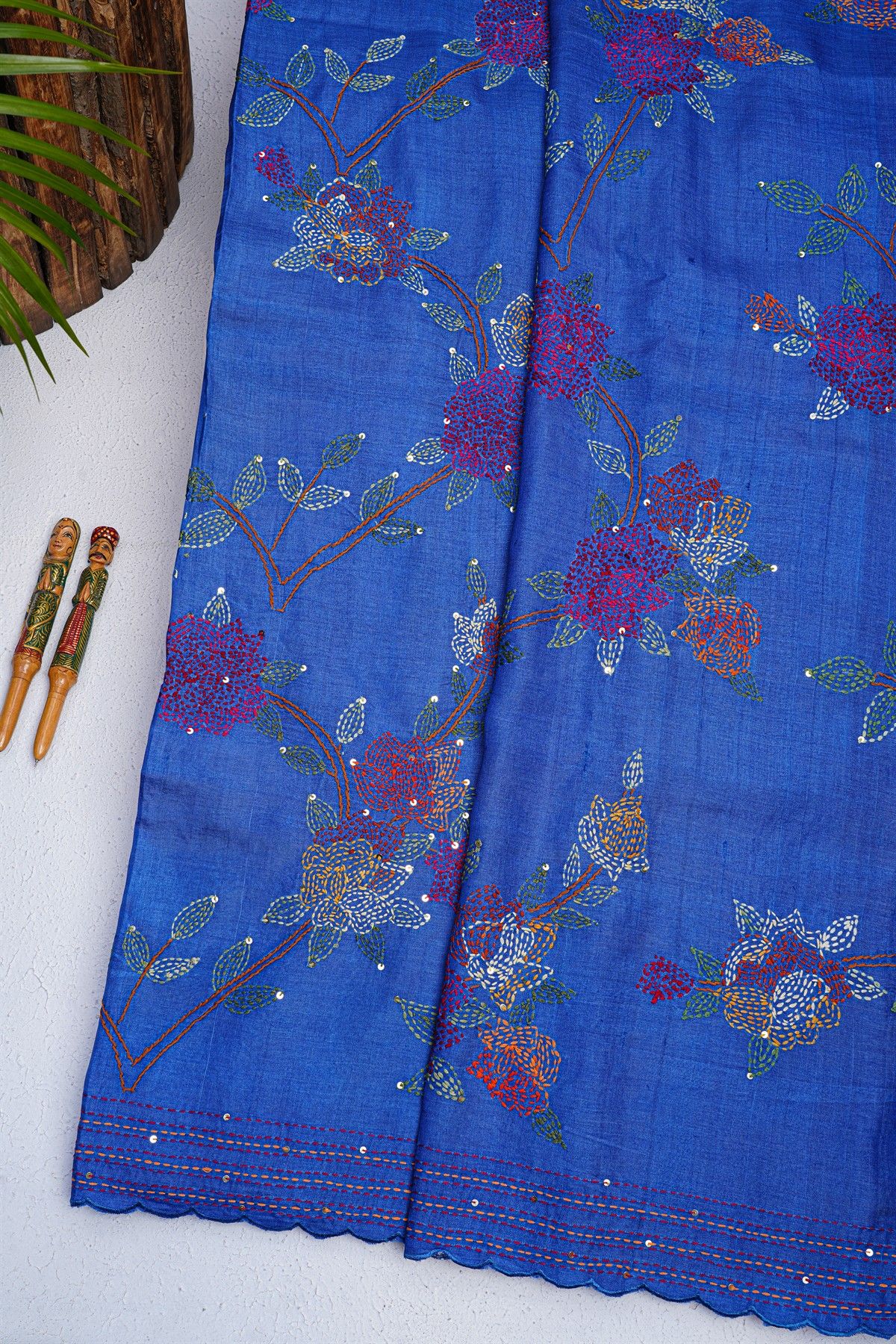 Fancy Tussar Royal Blue  Saree