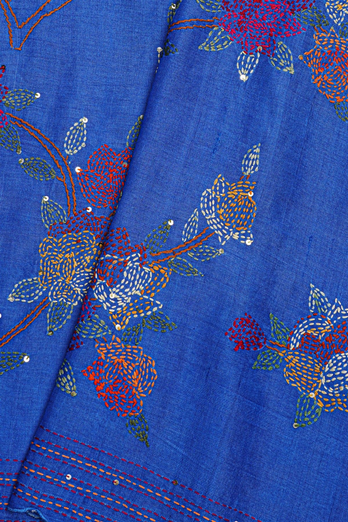 Fancy Tussar Royal Blue  Saree