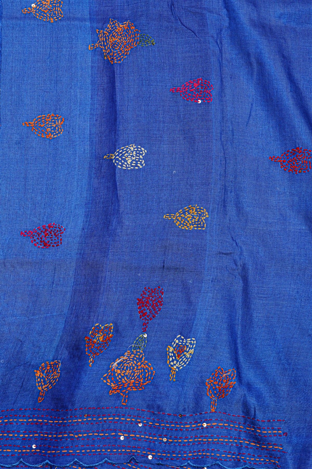 Fancy Tussar Royal Blue  Saree