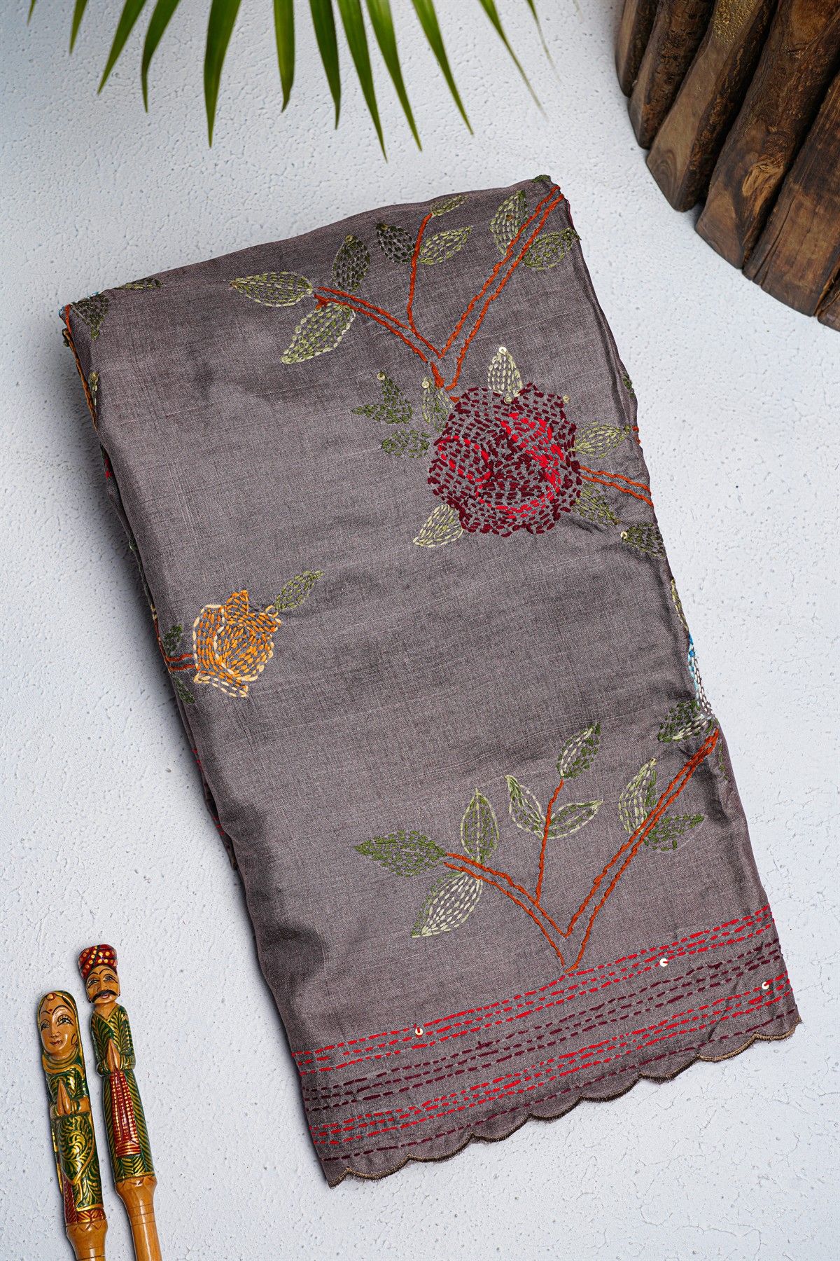 Fancy Tussar Grey  Saree
