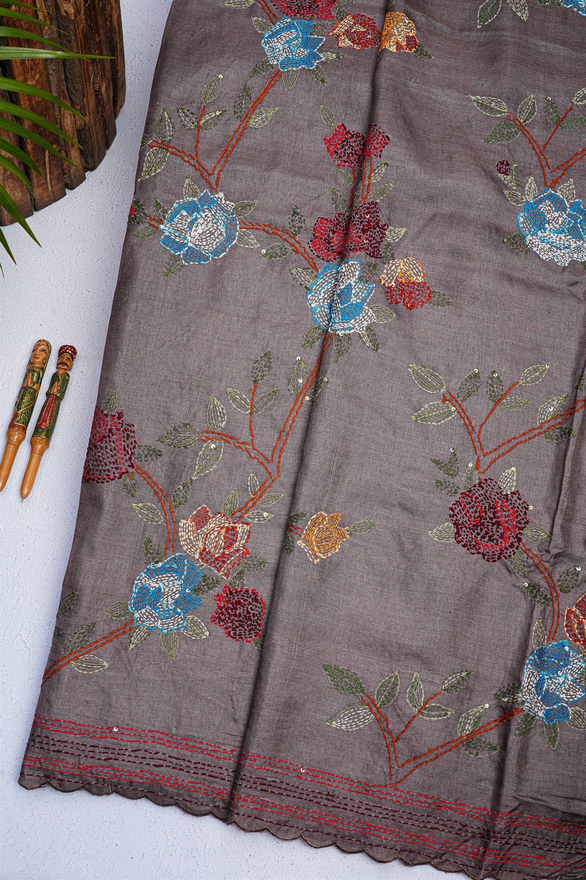 Fancy Tussar Grey  Saree