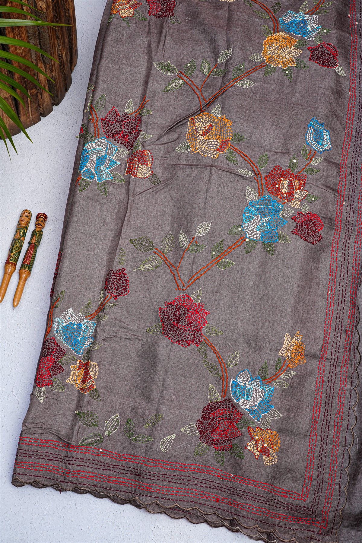 Fancy Tussar Grey  Saree